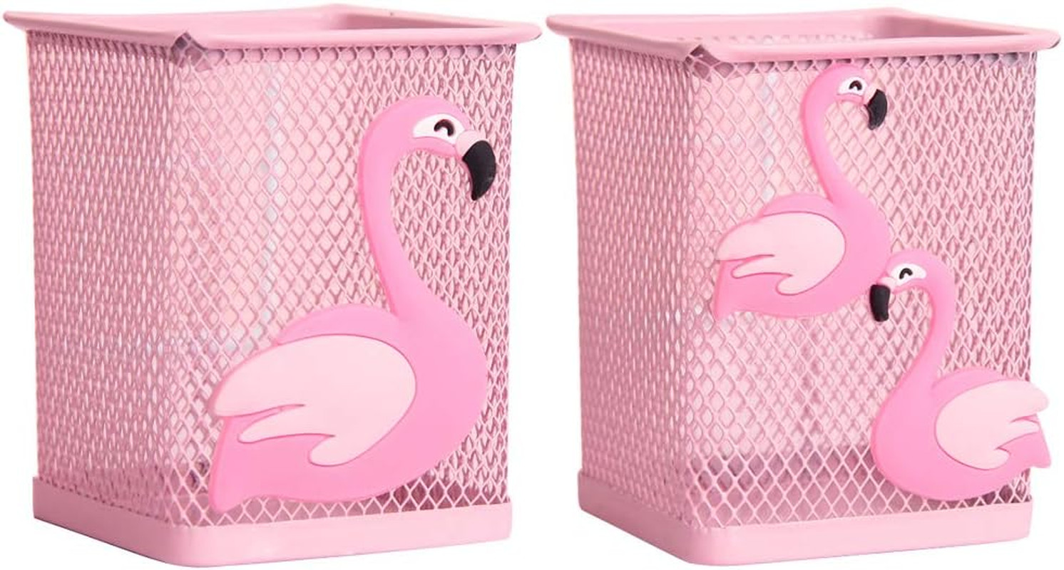2 Pack Metal Cute Pen Pencil Holder Office Home Desk Square Pencil Cup Caddy Box