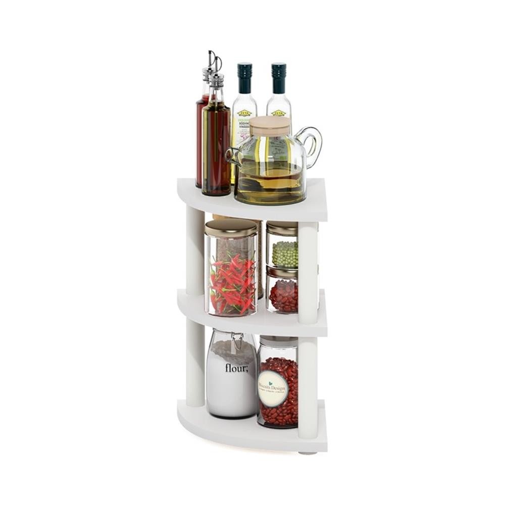 Pemberly Row Turn-N-Tube 3-Tier Corner Countertop Organizer Shelf in White