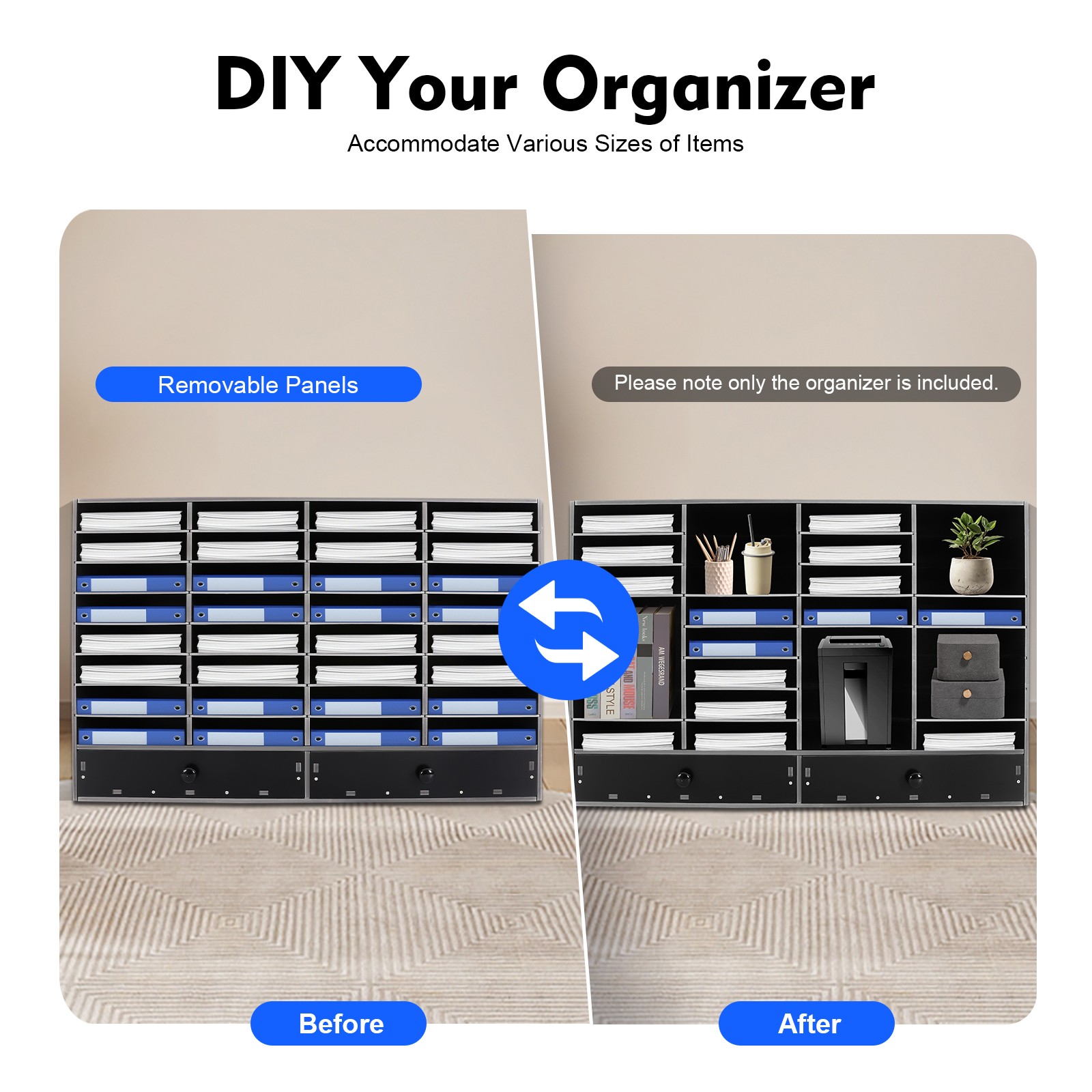PVC 32-Slots Office File Storage Shelf Organizer Desk Folders Mail Sorter Rack