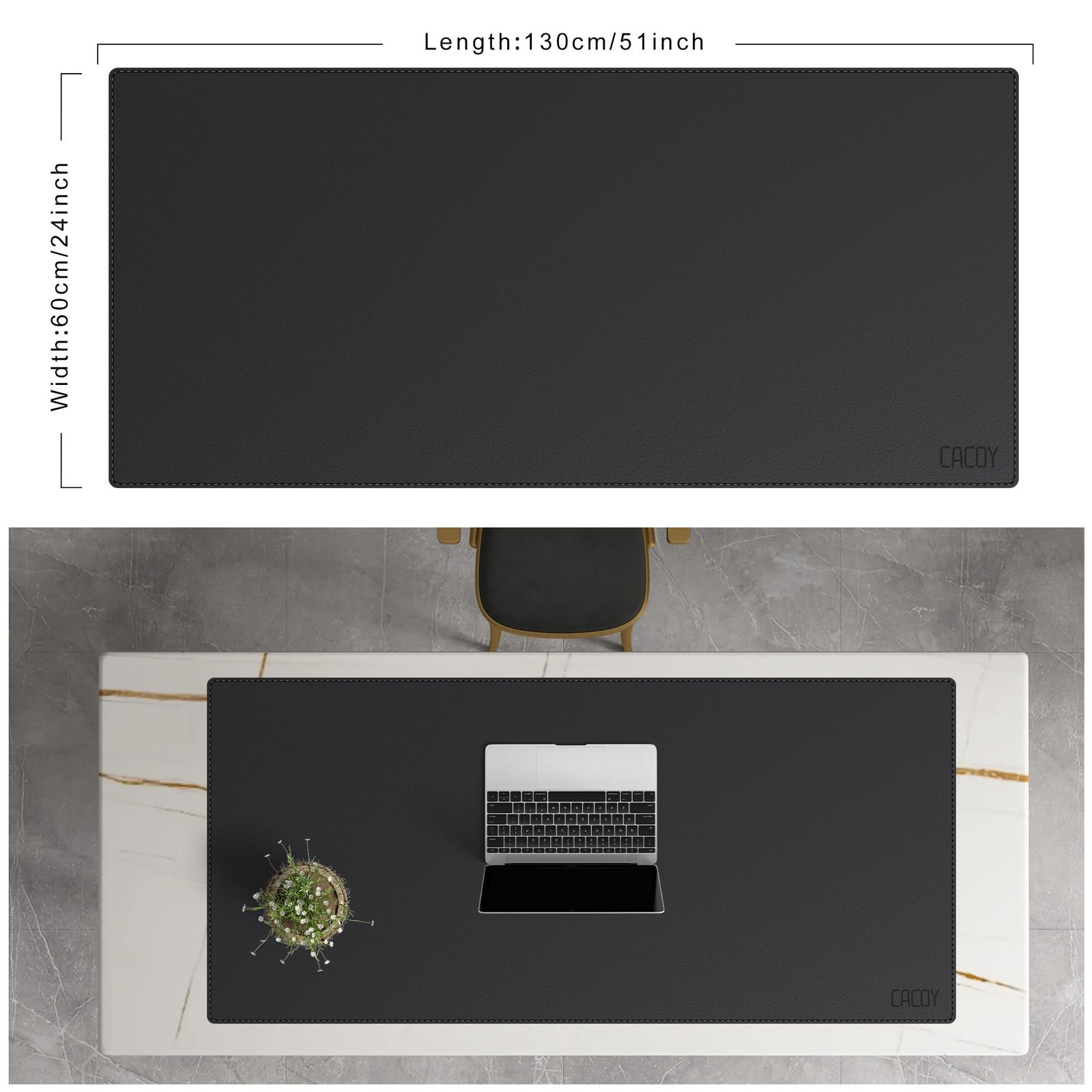 Cacoy 51 X 24 Leather Desk Mat Office Desk Blotters Large Computer Gaming Mouse