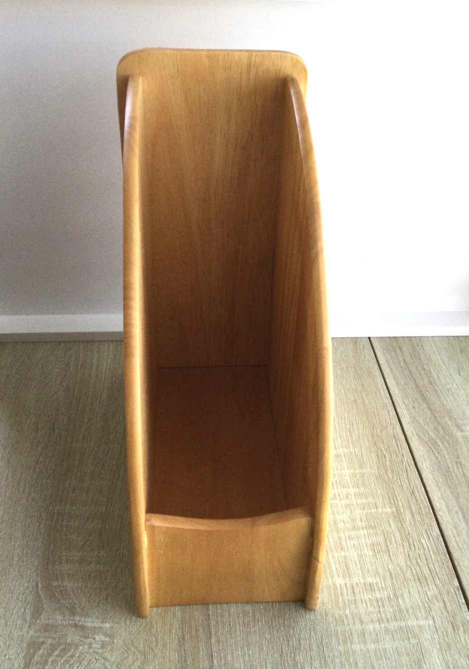Vintage File Magazine Holder Office Blonde Maple Wood Organizer File Box Heavy