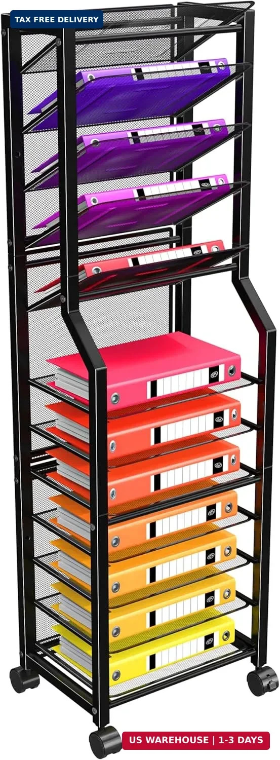 Simple Trending 12 Tier Rolling File Cart, Desk File Organizer with Sliding Tray