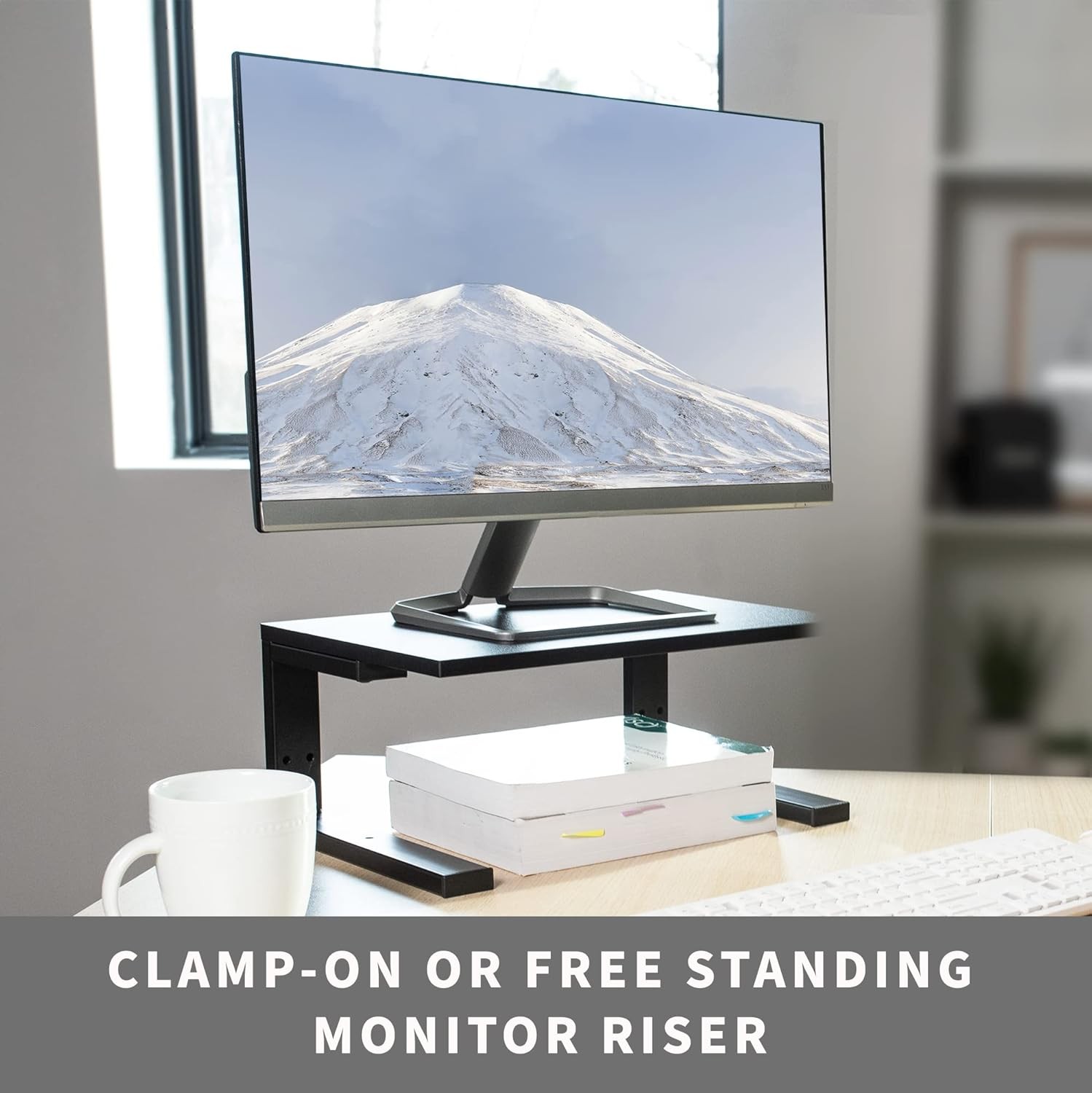 VIVO Clamp-on 15 inch Desk Extension Shelf for Gaming 15", Black