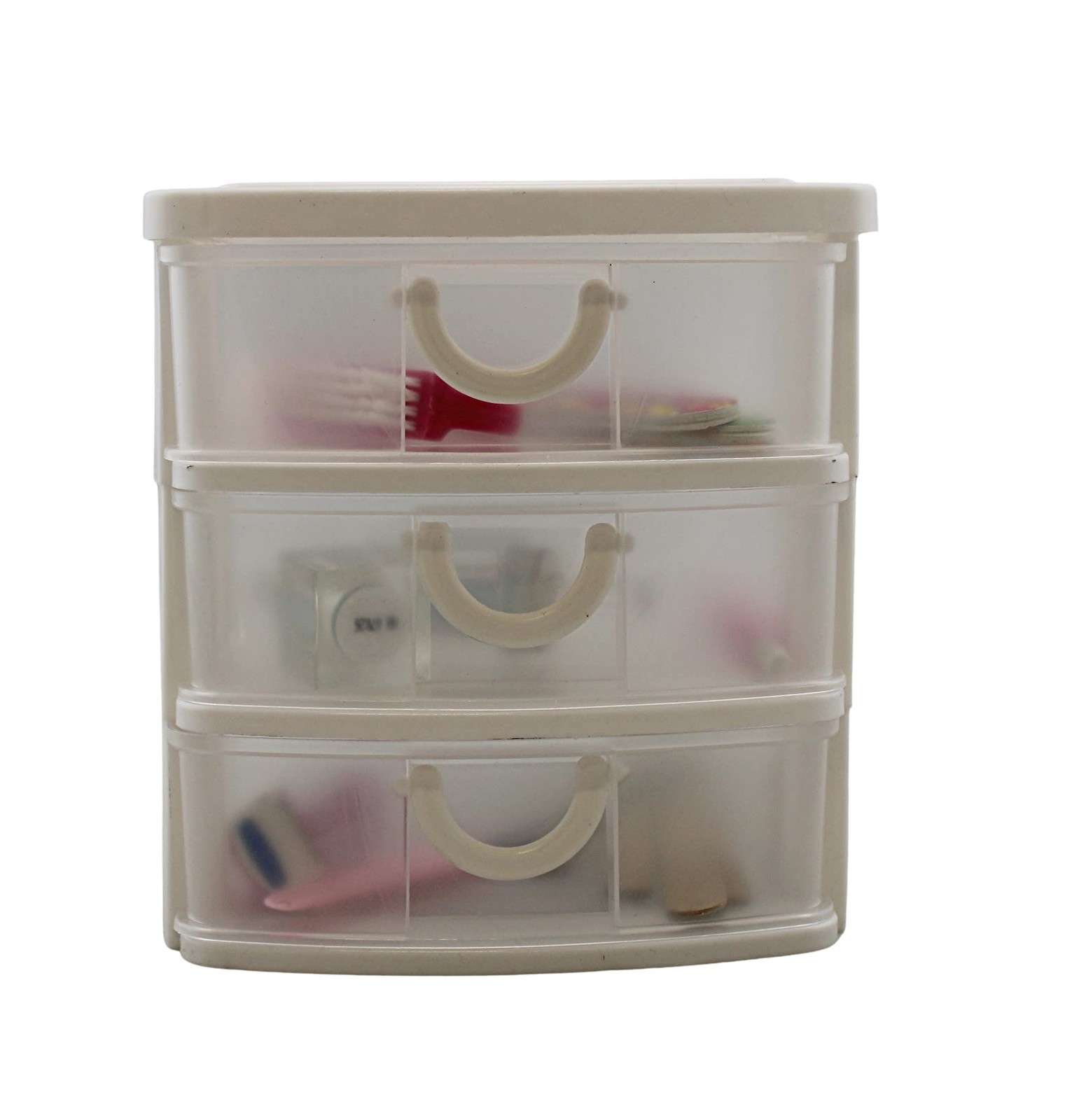 3 Drawer Mini Plastic Organizer Valet Makeup HBA Cosmetics Arts & White