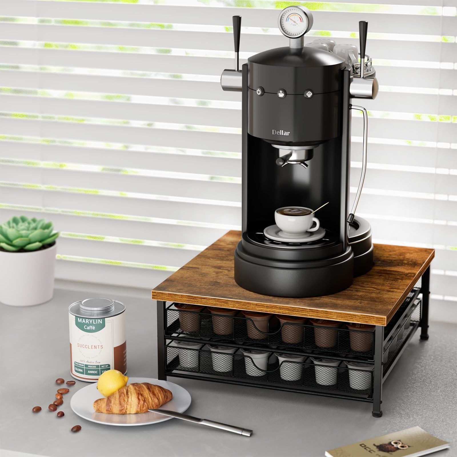 Coffee Pod Holder for Counter, 2 Tier Organizer K Cup Pods Black