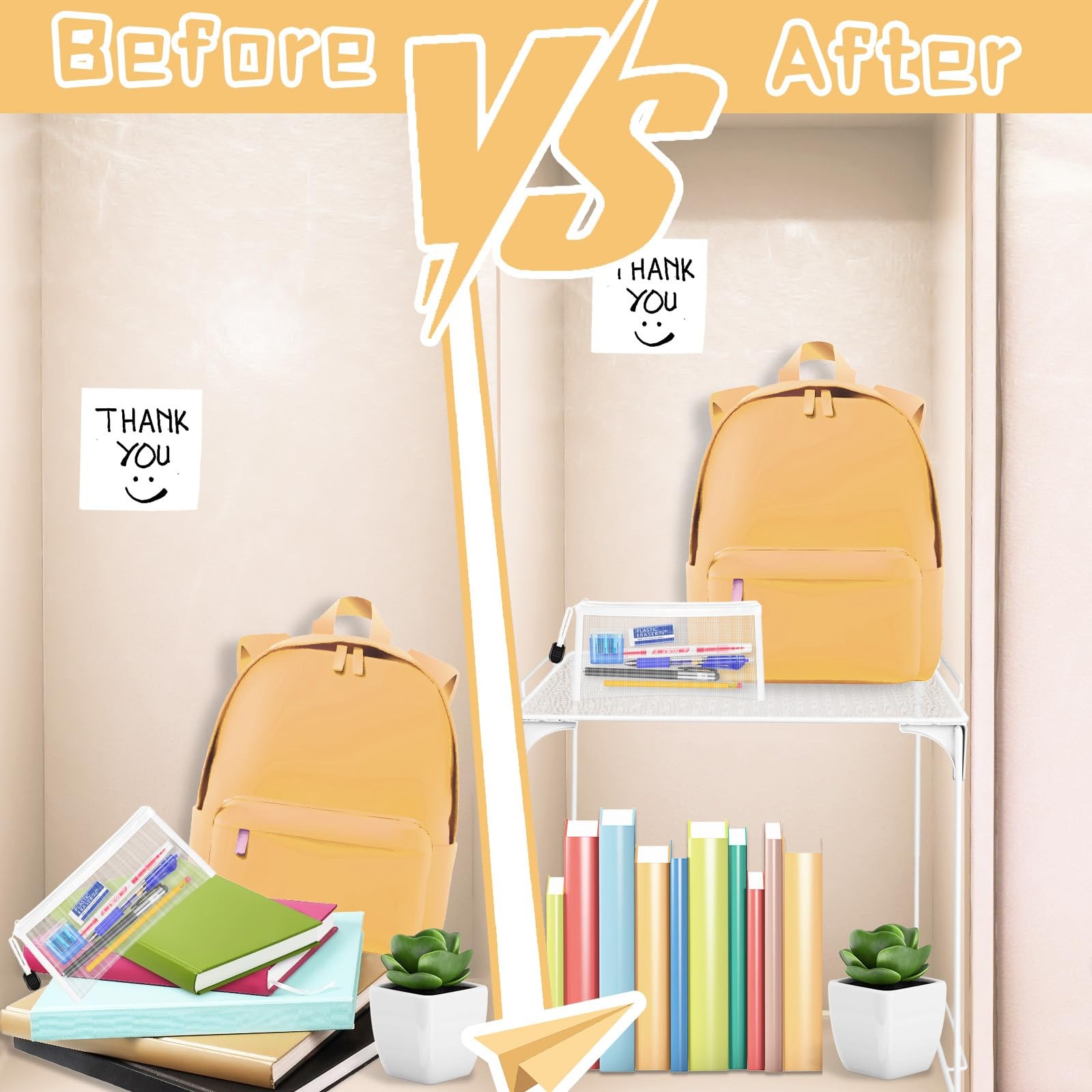 2 Pcs Locker Organizer Shelf Black and White Stackable Extra Locker Shelf Sto…