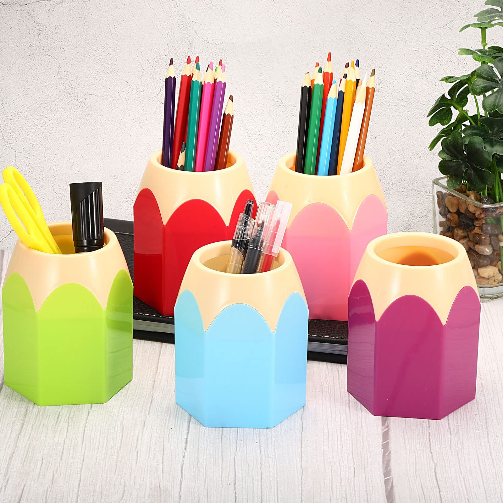 Pencil Holder, Pen Holder for Desk Cute Plastic Pencil Holder for Desk Pencil…