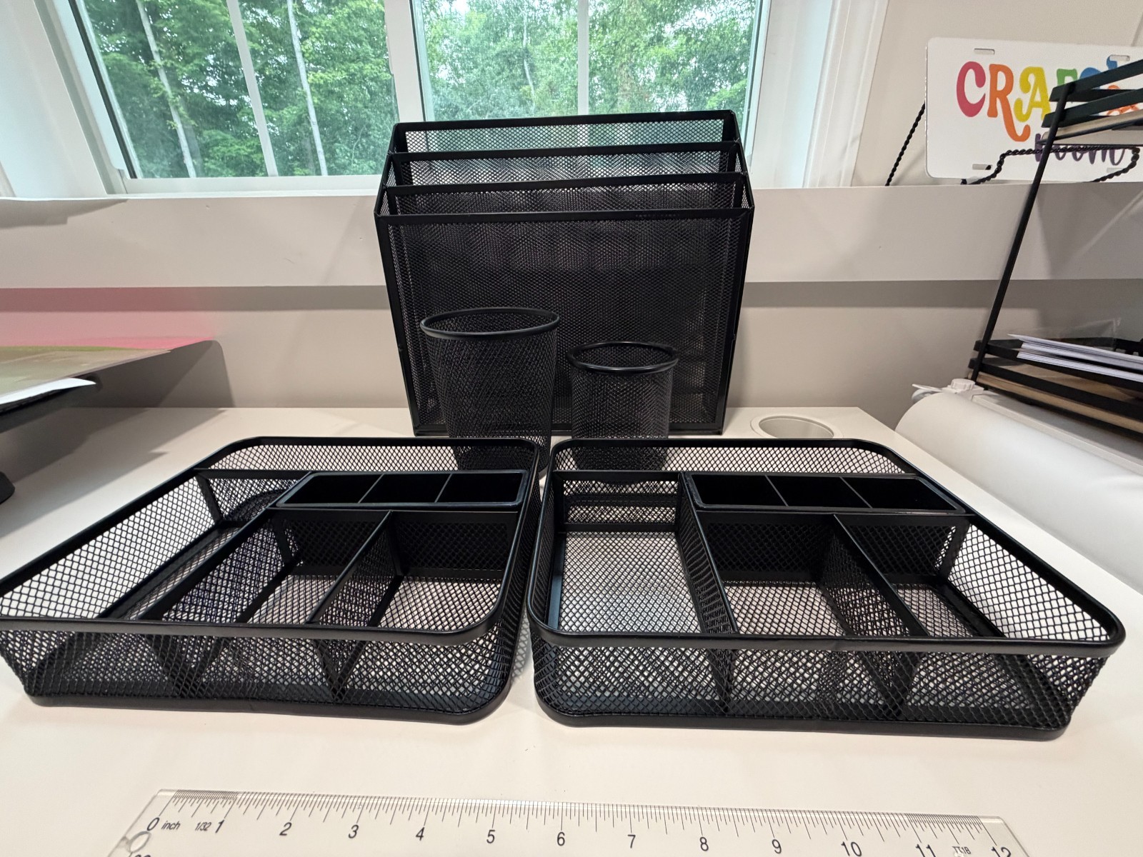 2 Drawer, 2 Pen holders and 1 File organizer Black mesh