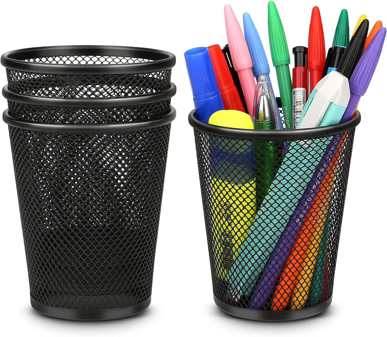 Mesh Metal Pen Holder Pencil Cup Desktop Organizer Home Office School 4 Pack