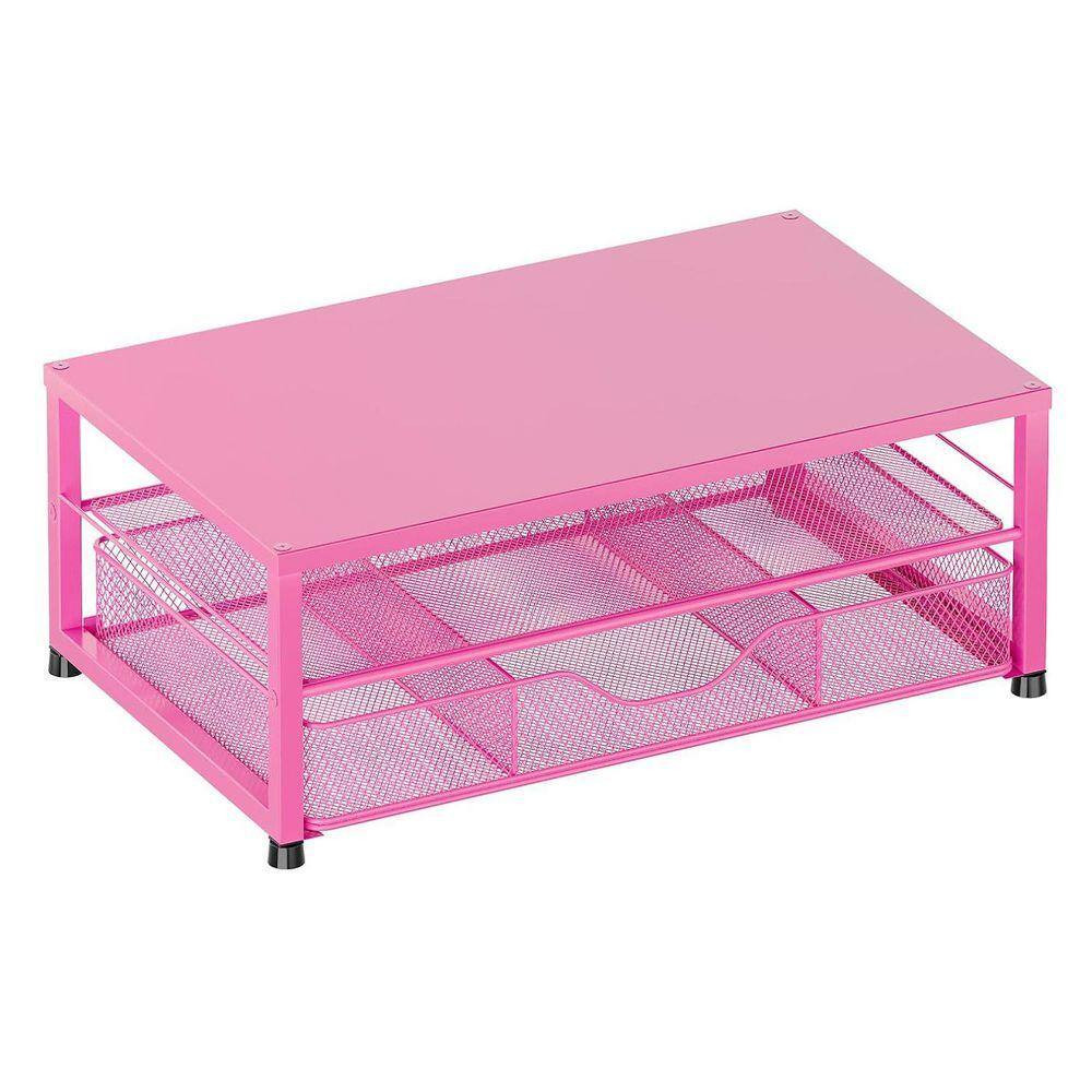 Red 15.5 In. X 6.3 In. Metal Modern Desk Organizers with Drawer and 2 Pen Holder