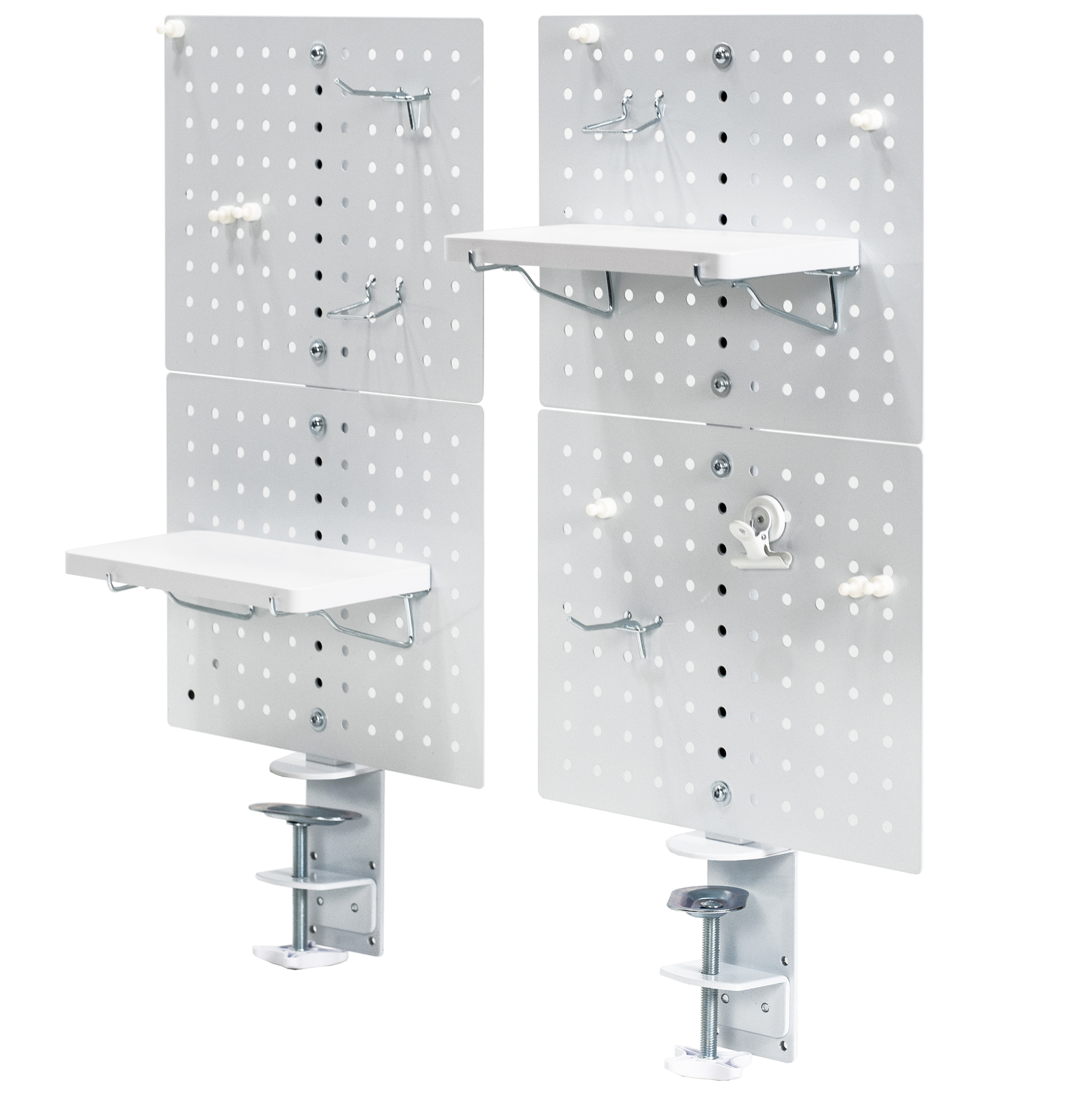 VIVO White Steel Clamp-on 20″ x 24″ Desktop Pegboard (x2), Magnetic Privacy
