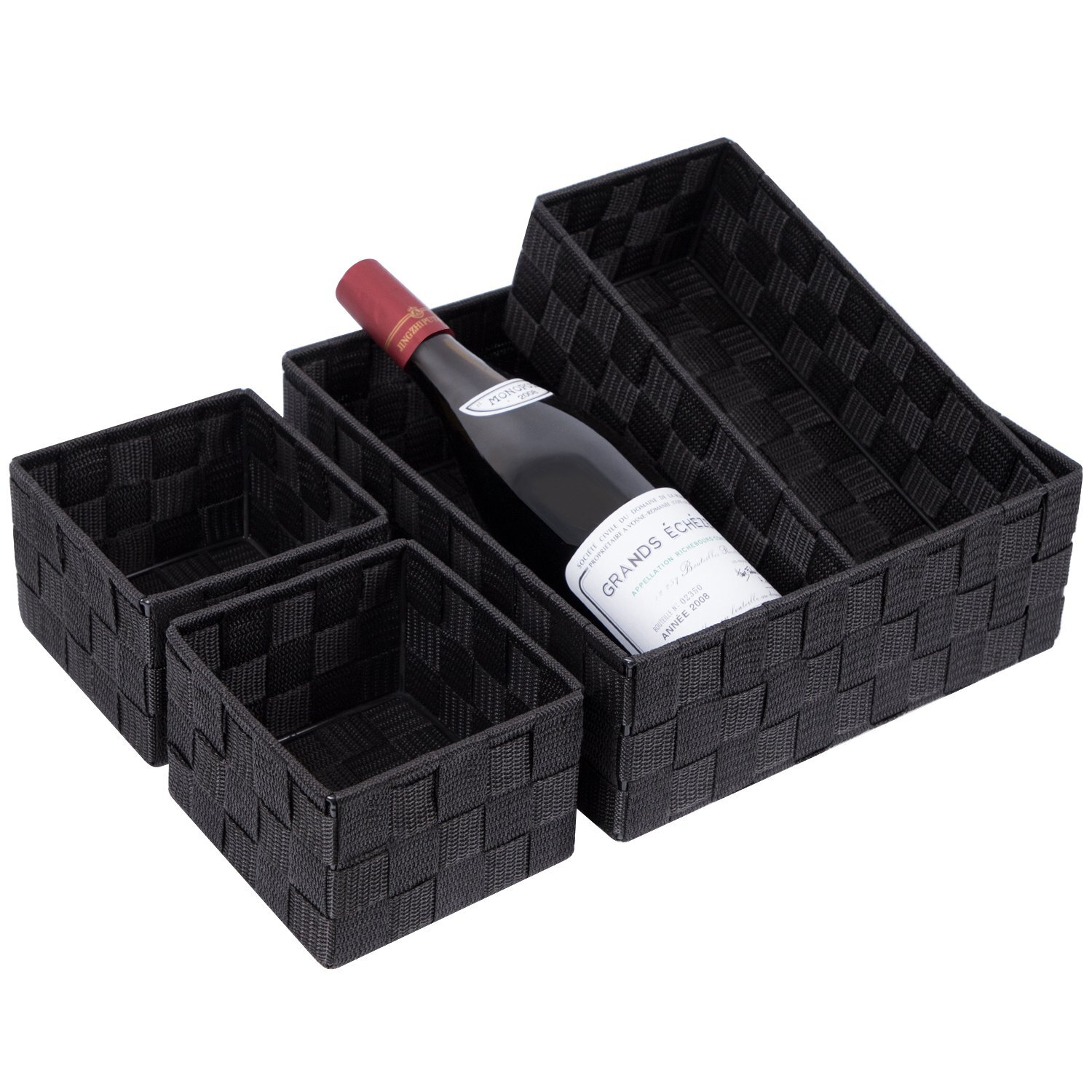 Woven Storage Baskets For Organizing Small Black Baskets Cube Bin Container Tote