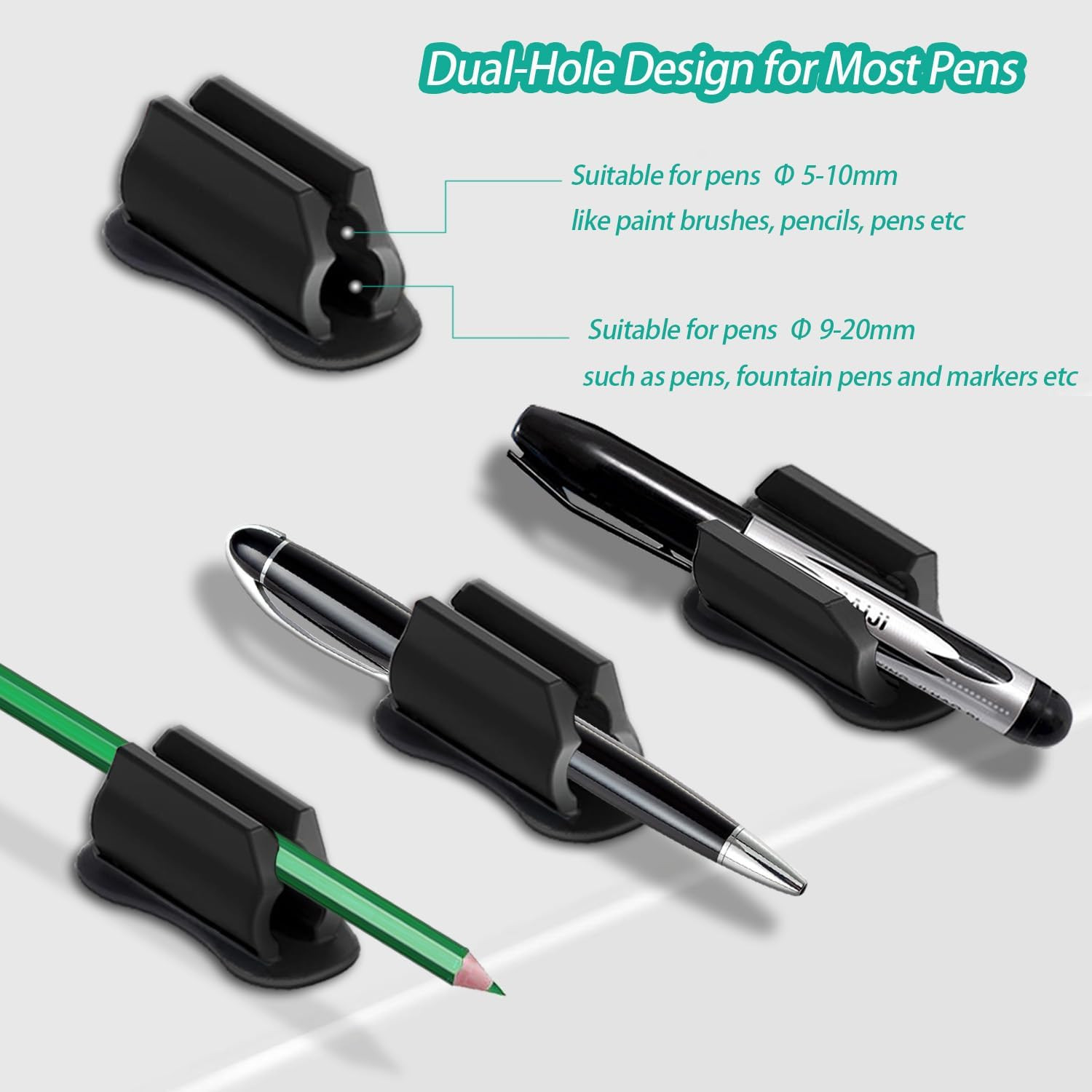 6-Pack Wall Adhesive Pen Holders – Desk Organizer for Office & Classroom