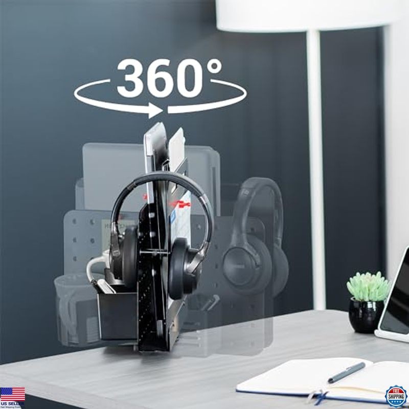 VIVO Steel Clamp-on Rotating Pegboard with Laptop Holder, 14 x 11 inch Magnetic