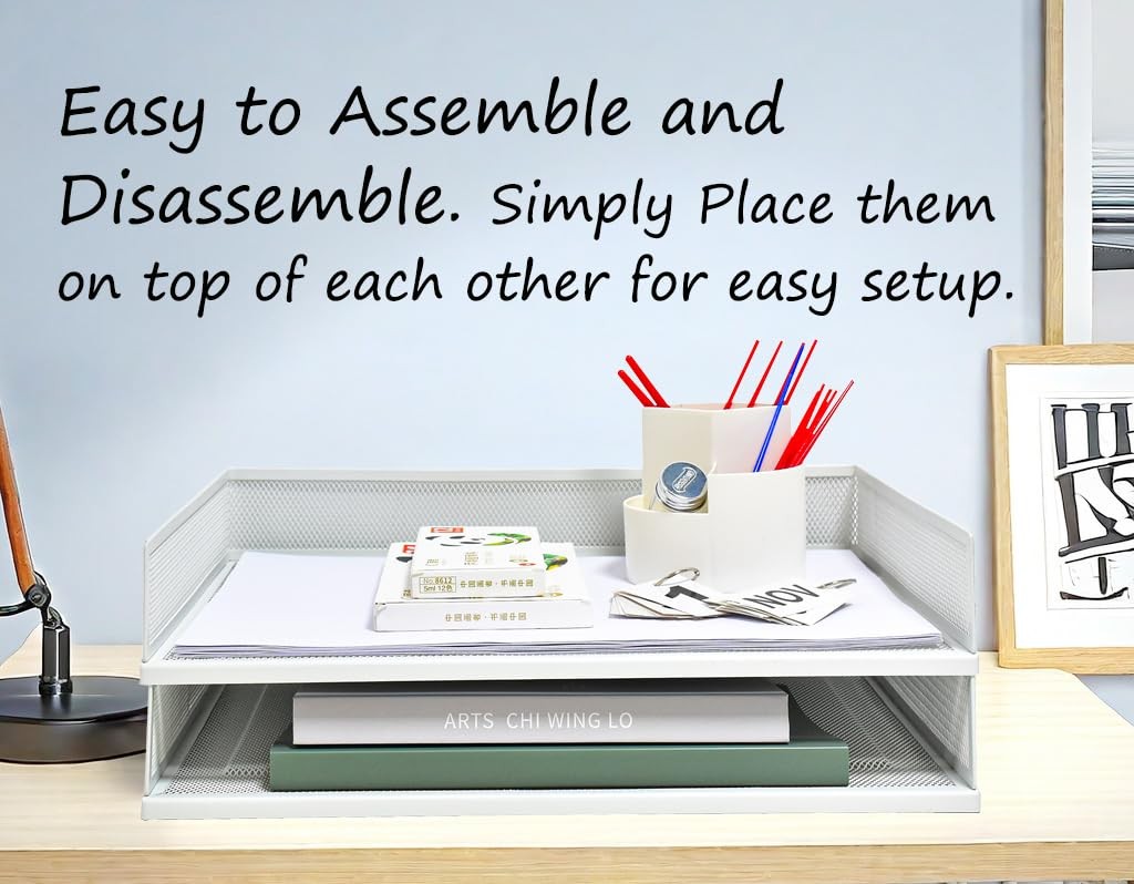 A3 Metal Letter Tray, 2pcs/4pcs/6pcs, Stackable Tray, Metal Mesh Desktop Orga…