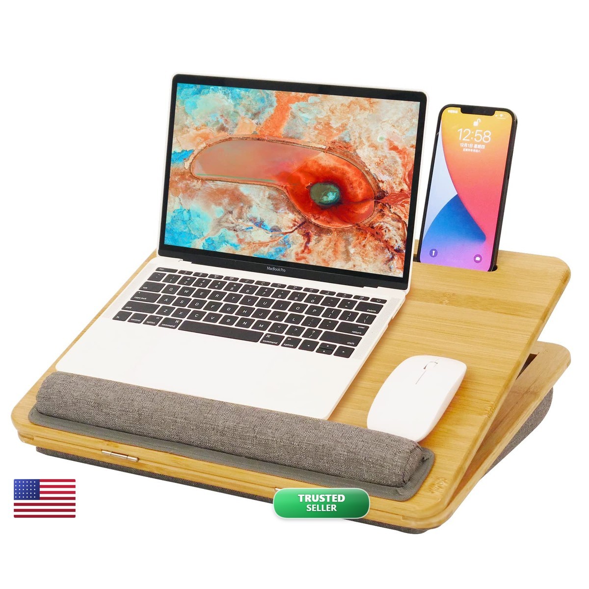 Coiwai Adjustable Bamboo Lap – 5 Tilting Angles Ergonomic Laptop Bed Tray