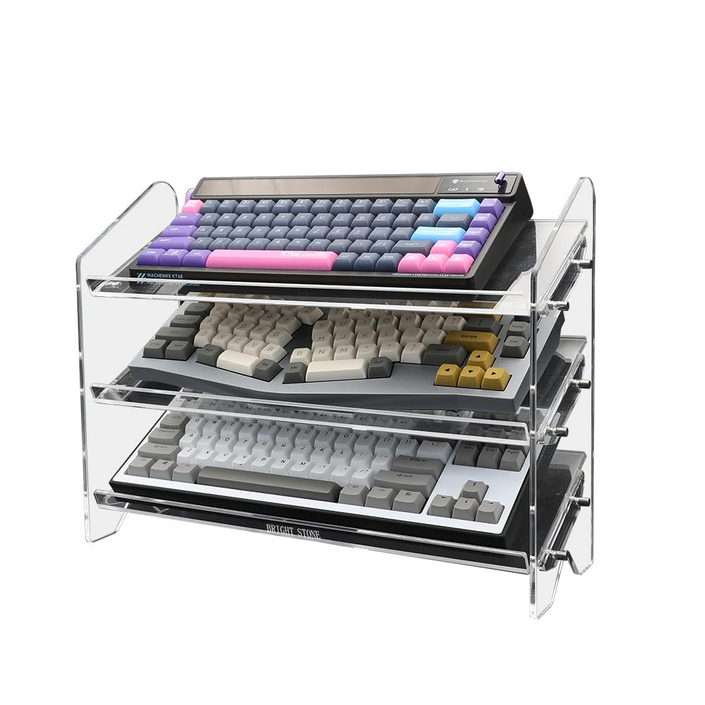 Bright Stone Acrylic Keyboard Display Stand,Mechanical Storage Clear