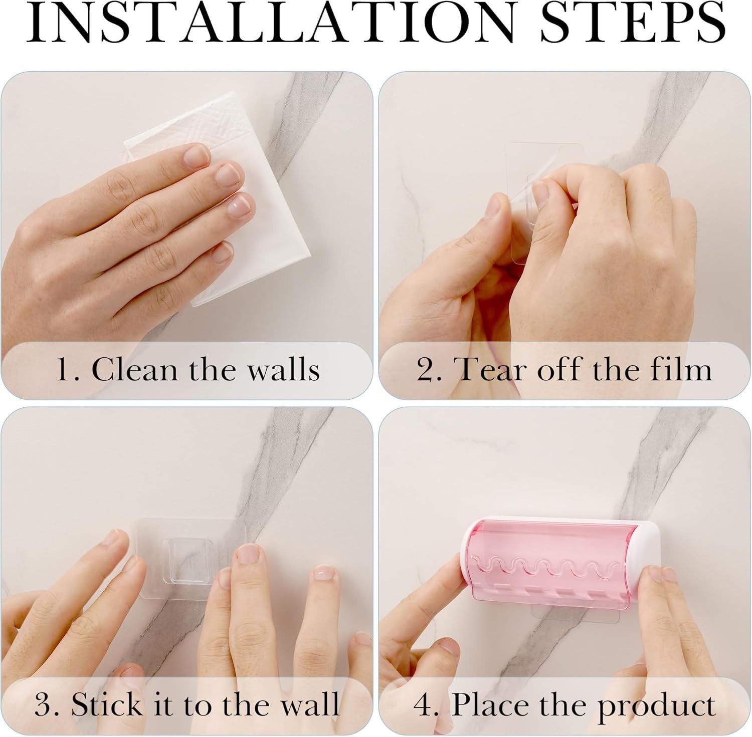 1 PCS Self Adhesive Toothbrush Holder W/ Cover Bathroom 5-Slot Wall Mounted