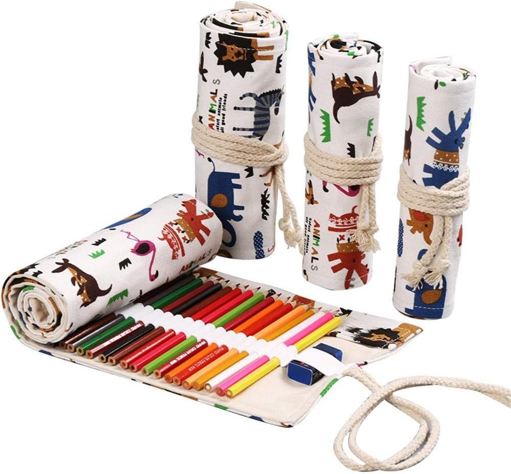 Stylish 48-Slot Colored Pencil Holder with Drawstring Closure – Travel Friendly