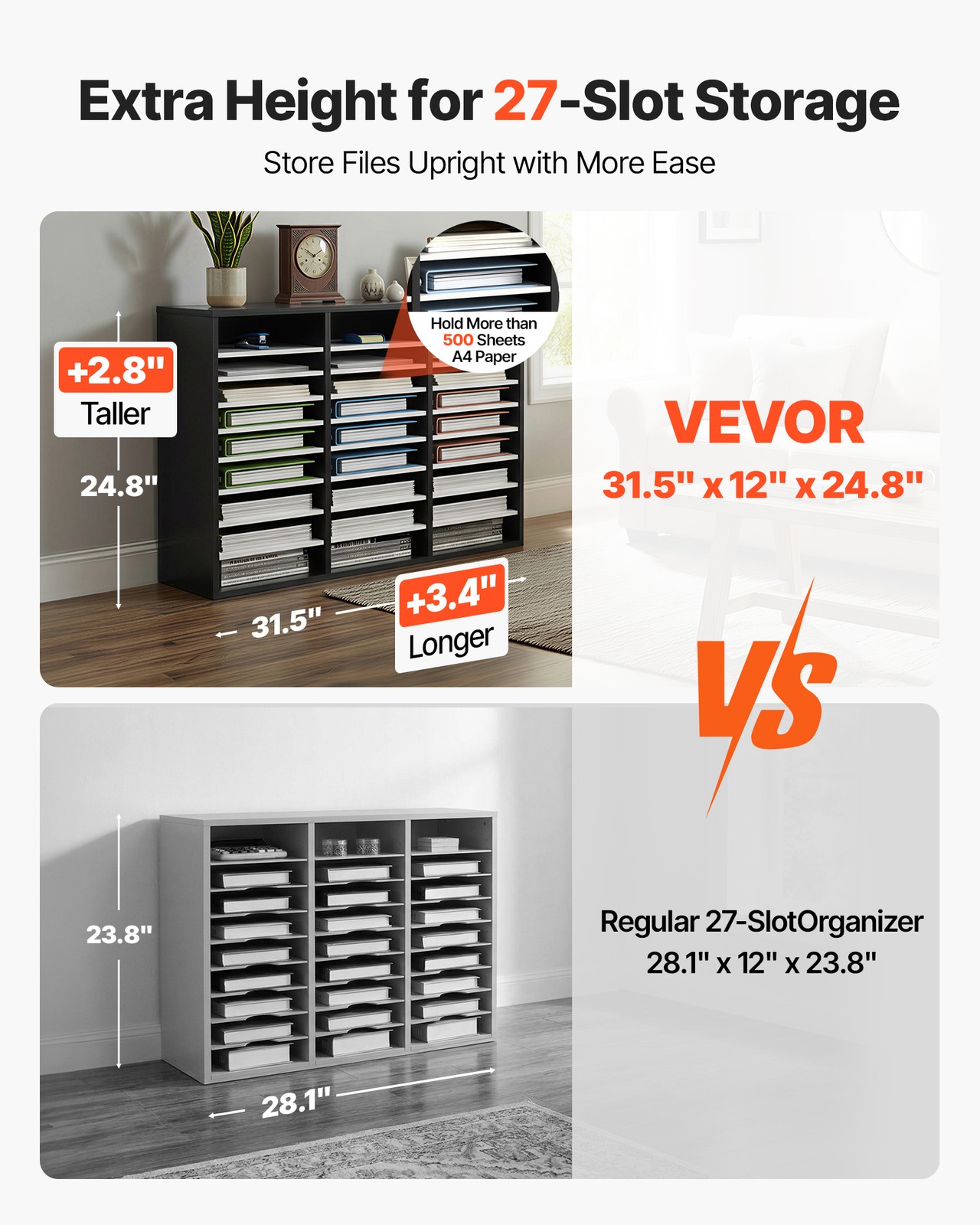 VEVOR Wooden Literature Organizer 36 Compartments with Adjustable Shelves Grey