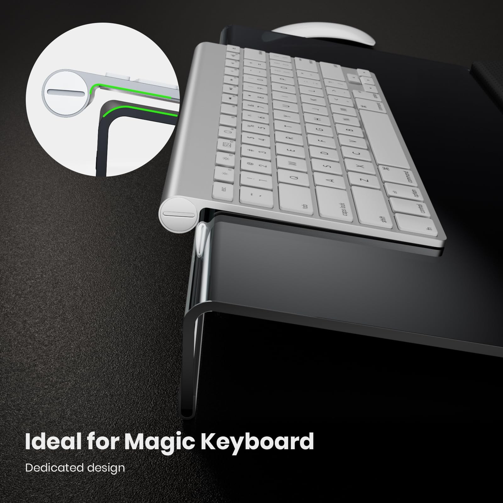 Computer Keyboard Stand Acrylic Tilted Plus, Deep Black+carfskin Comfort
