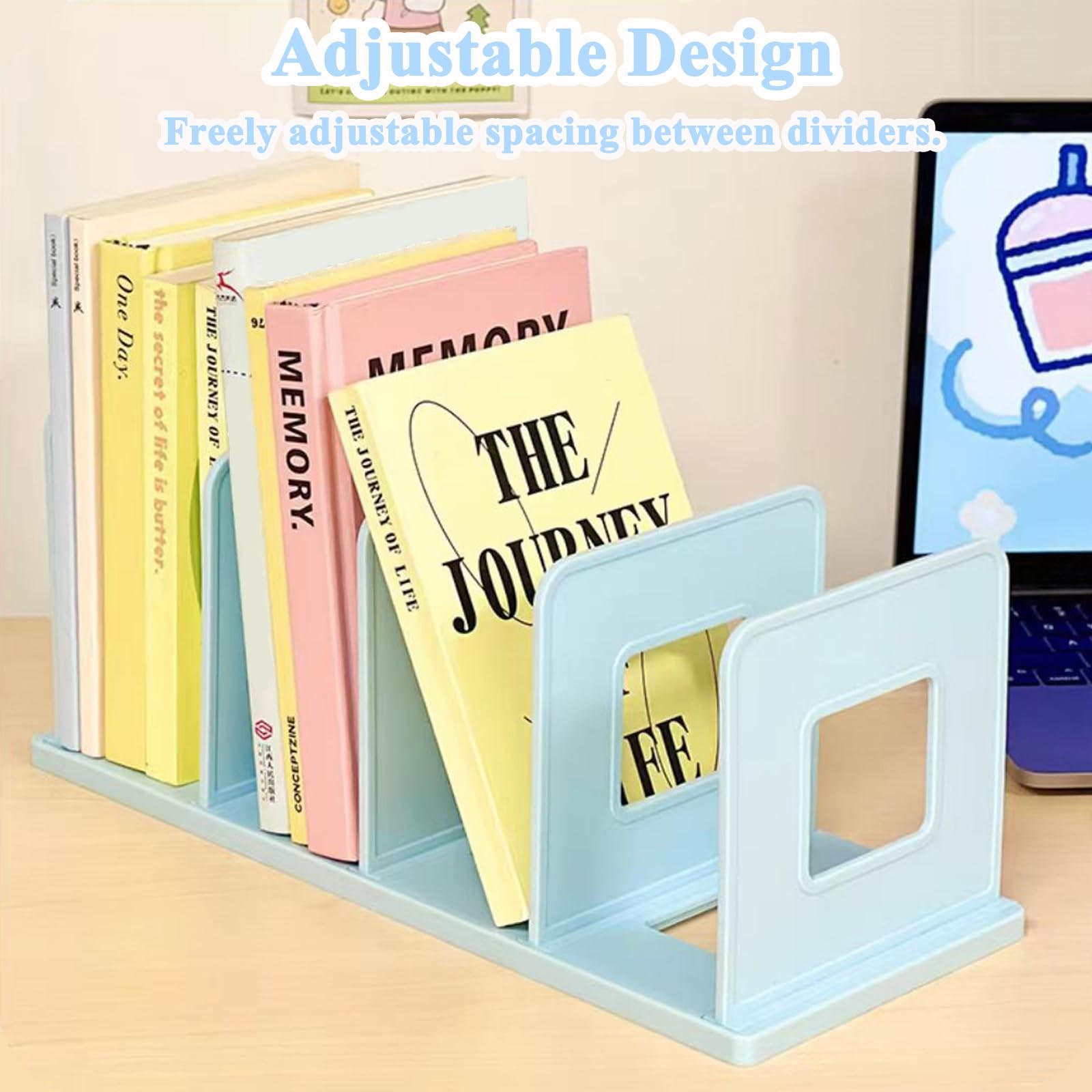Desk File Sorter Vertical Desktop File Folder Organizer 4 Section Plastic Boo…