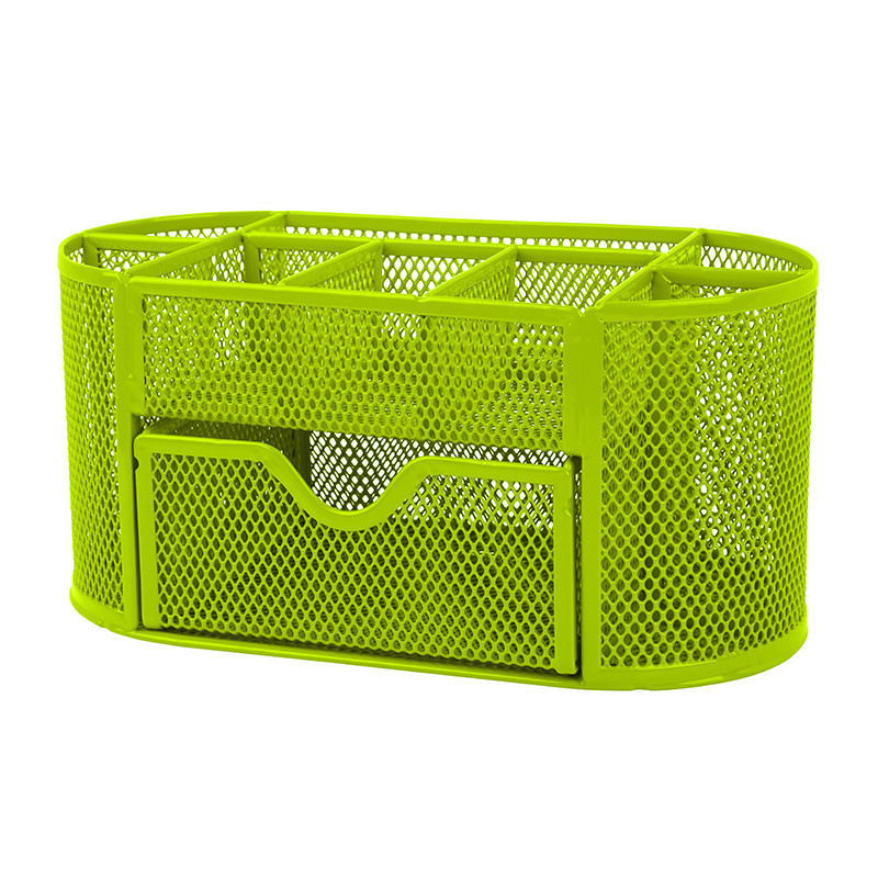 Green Metal Wire Mesh Pen Desk Top Storage Organizer Holder Office School Supply