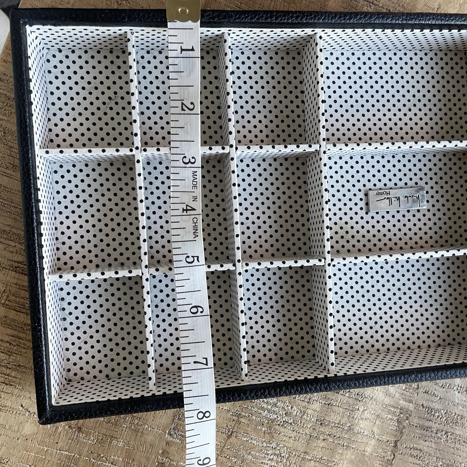 Nicole Miller Tray 10 X 7.5 Black And White Polka Dots