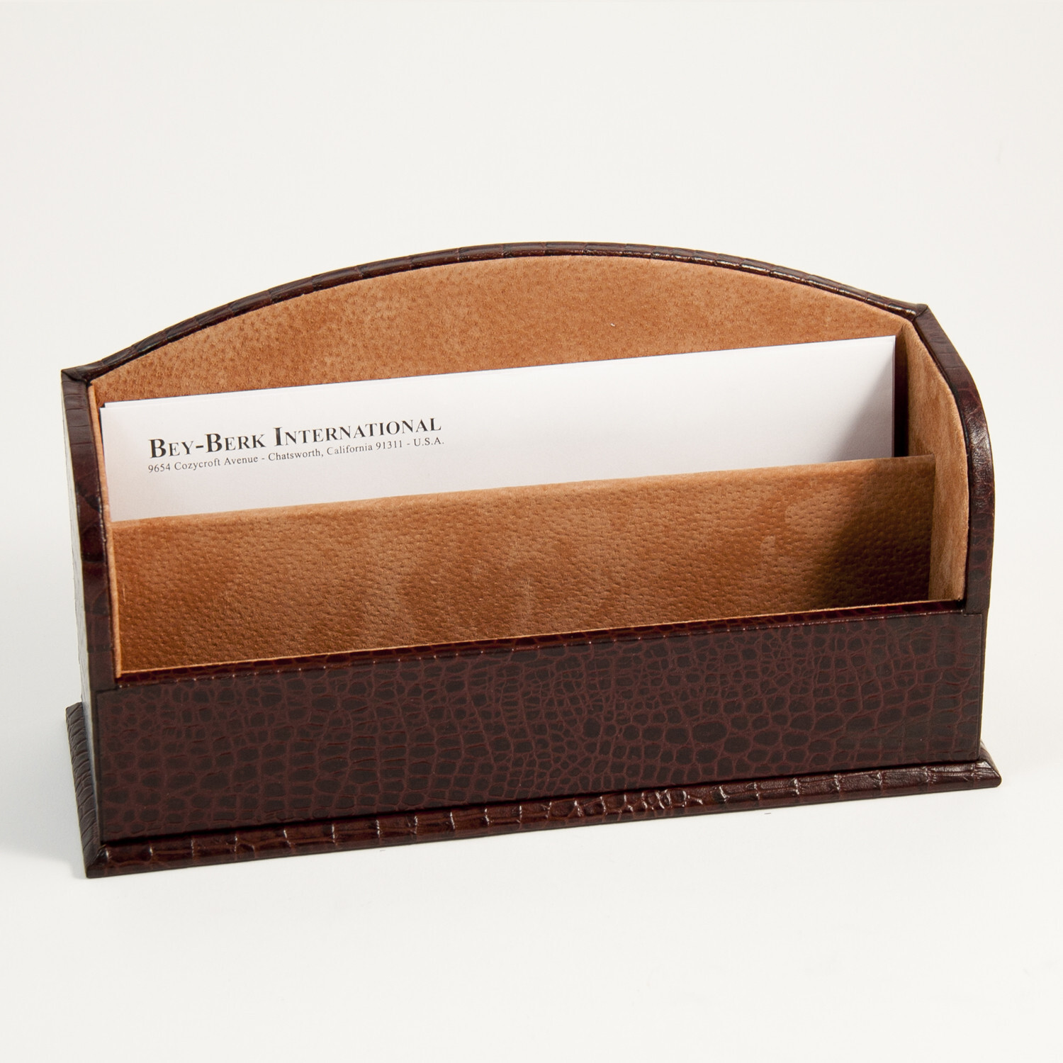 Brown “Croco” Leather Letter Rack – FREE SHIPPING!