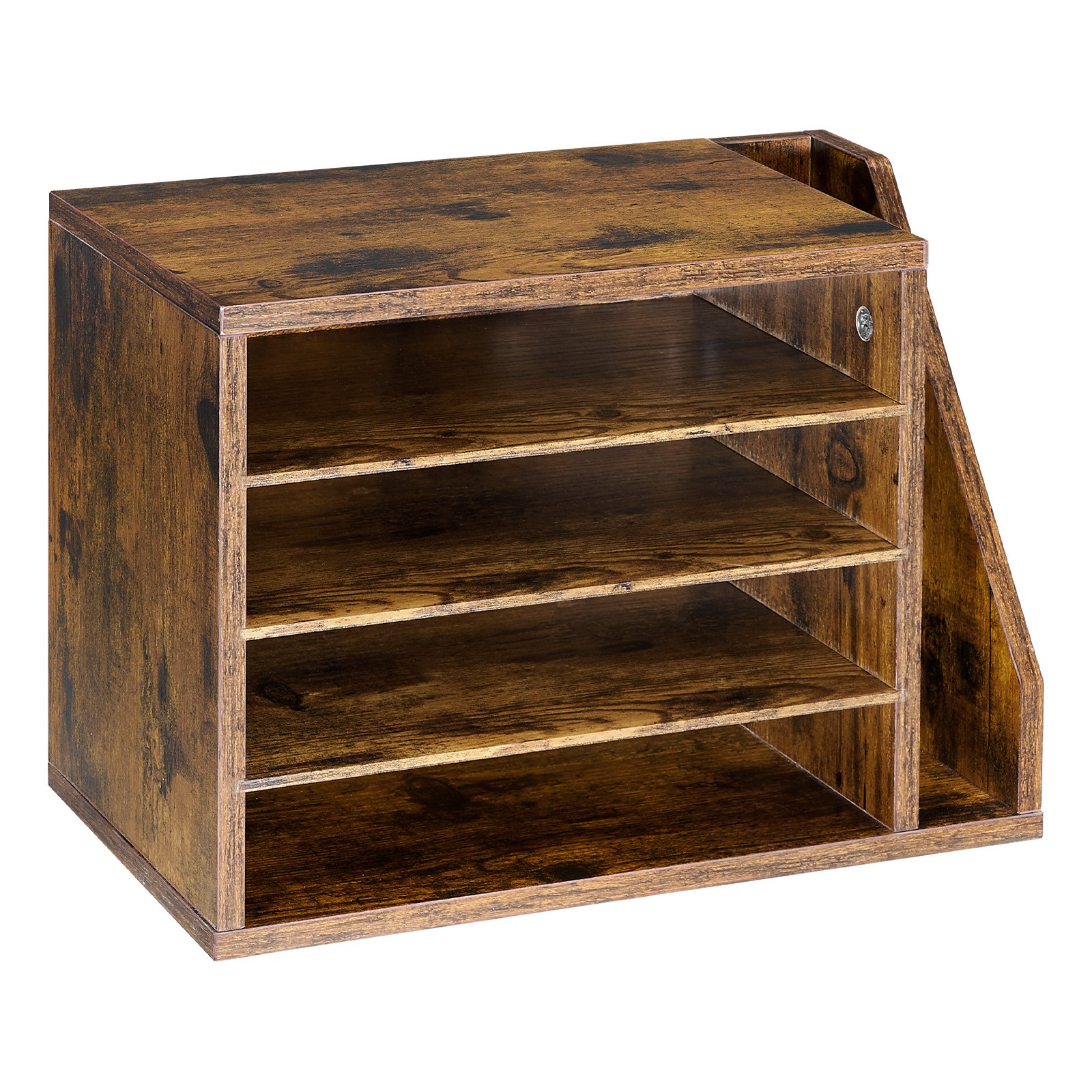 Uimoso 4-Compartment Office Mail Organizer with Detachable Shelves, Brown