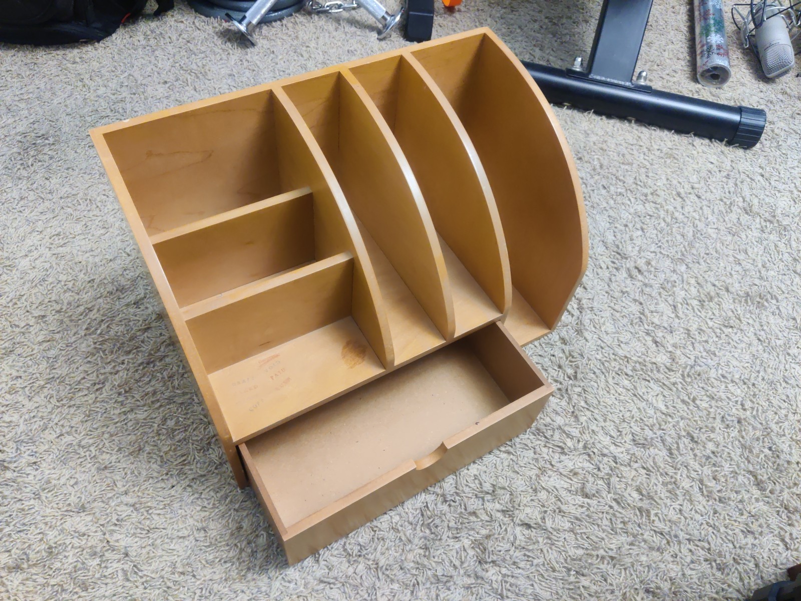 Mail Sorter, File Organizer Desktop, Wood Desk Top Organizer With Drawer