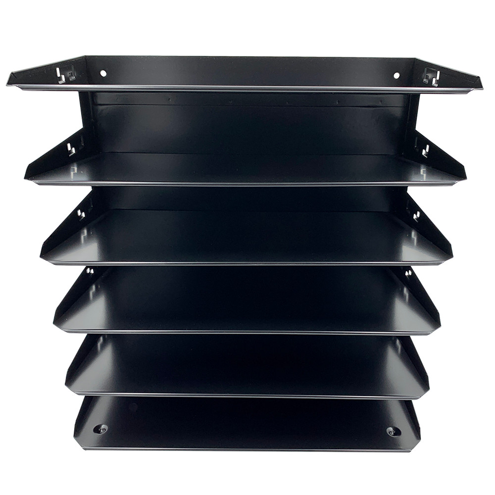 Huron Horizontal 6 Legal Slot Steel Desk Organizer Black HASZ0153