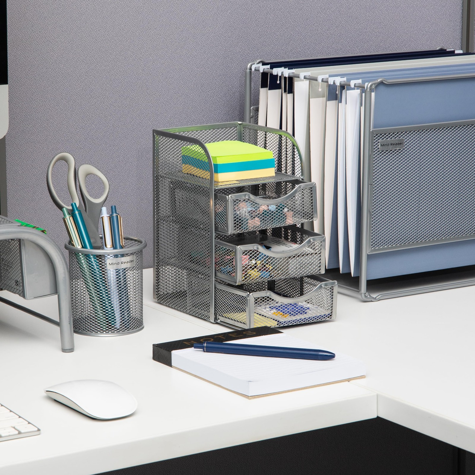 Desktop Accessory Storage, Binder Clip Basket, Workspace, Office, Metal Mesh,…