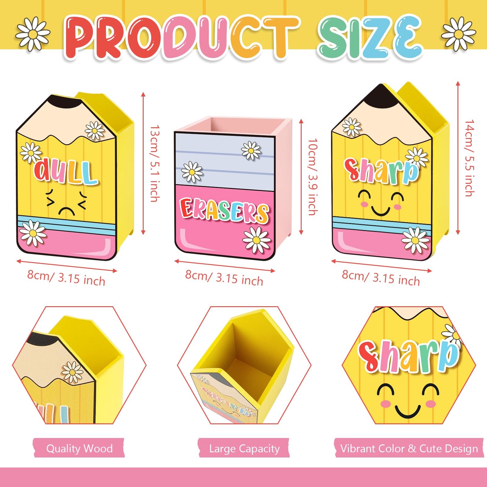 3 Pcs Sharp and Dull Pencil Holder for Classroom Teacher Appreciation Gifts E…