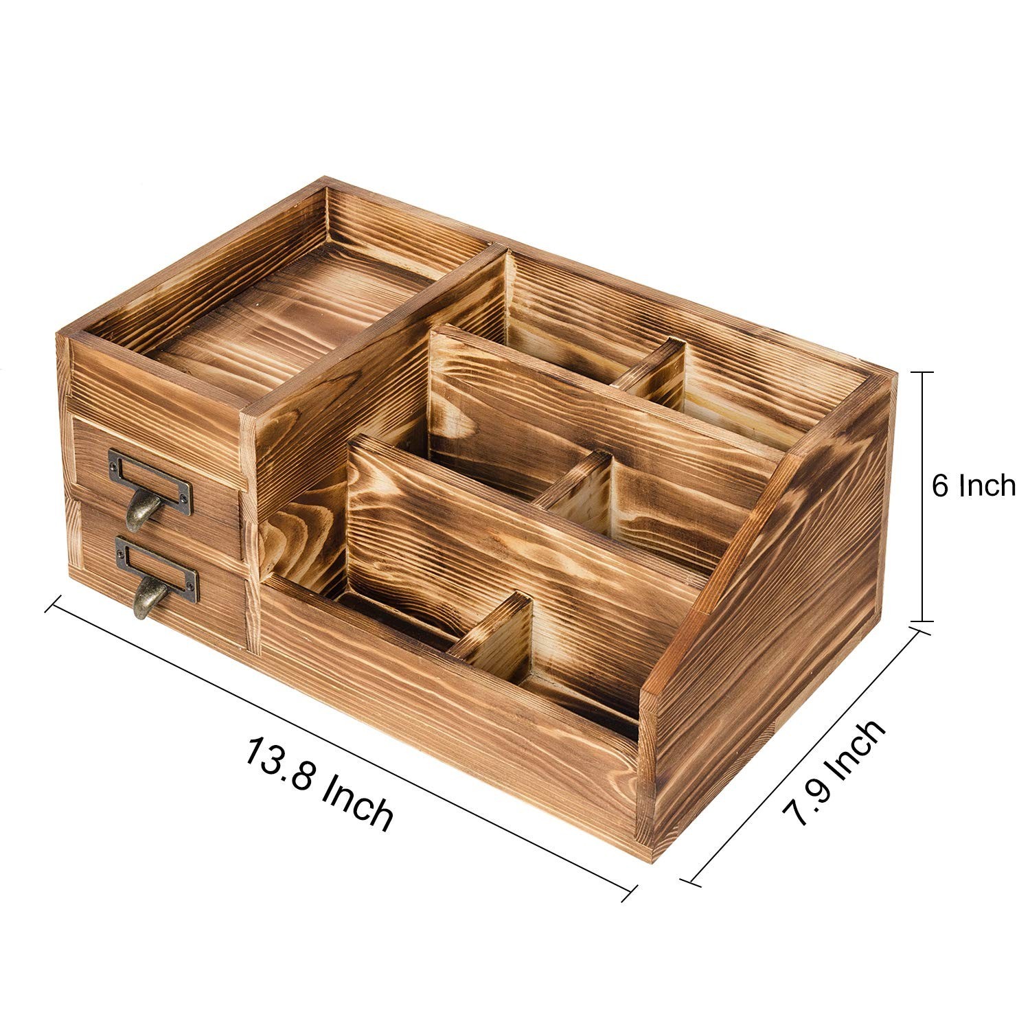 Liry Products Rustic Wooden Desktop Organizer Office Supplies Brown Tabletop …