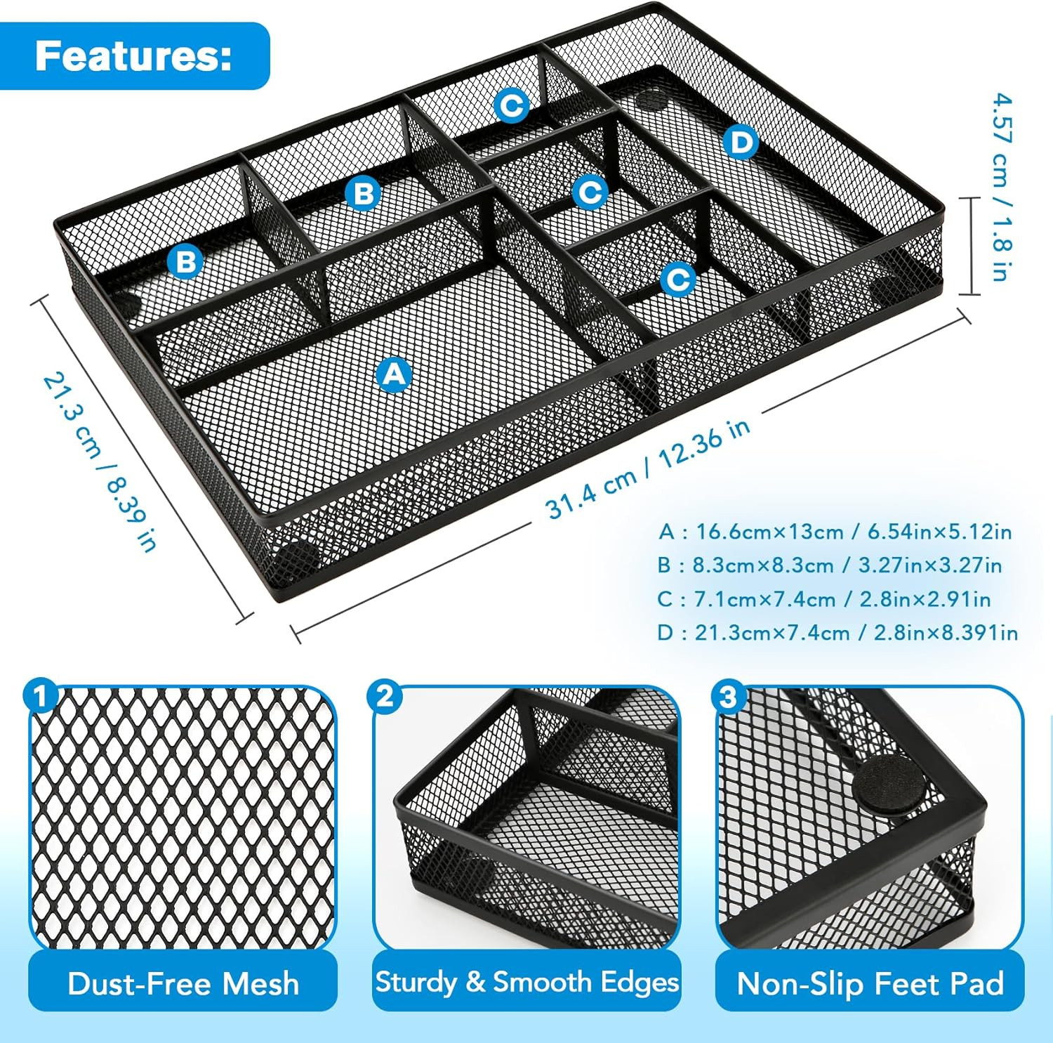 Desk Drawer Organizer Tray,Drawer Organizer for Office and Home,Desk Organizer w