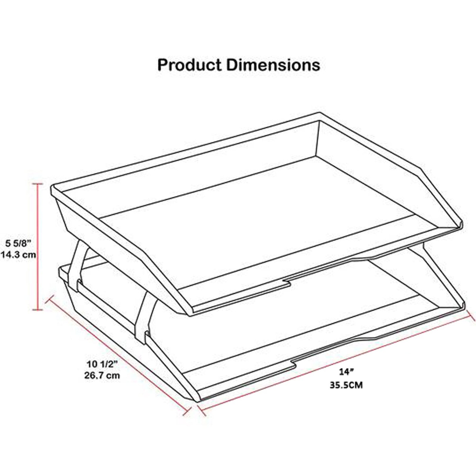 2 Tier Letter Tray Side Load Letter Size A4 Desktop File Organizer Clear Gray