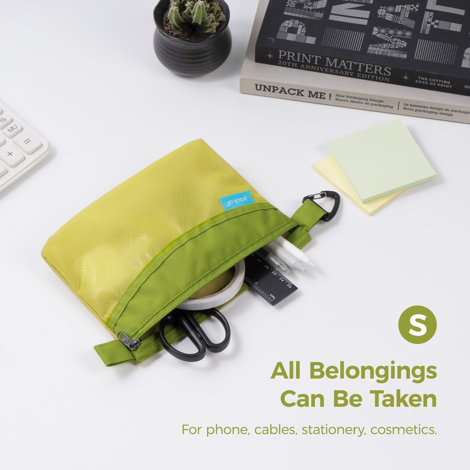 WaterResistant Material Mesh Zipper Pouch Bag For Storage Travel Small Green