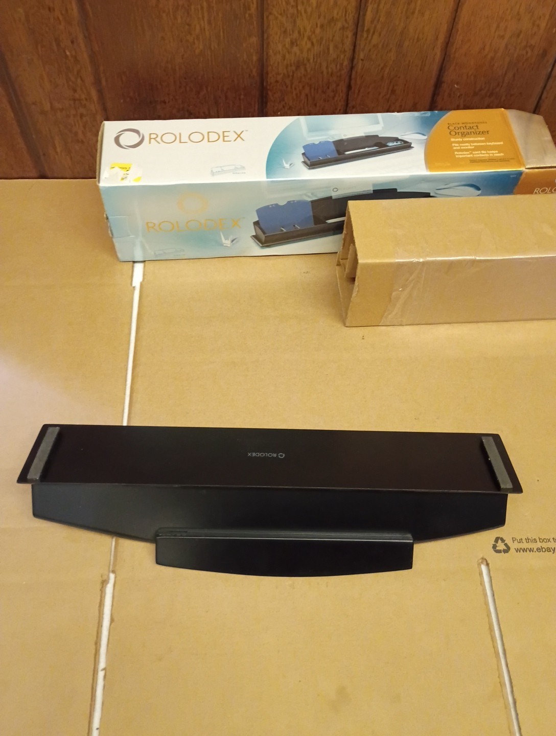 Rolodex Black Woodtones Contact Organizer for Keyboard / Monitor + A-Z Cards New