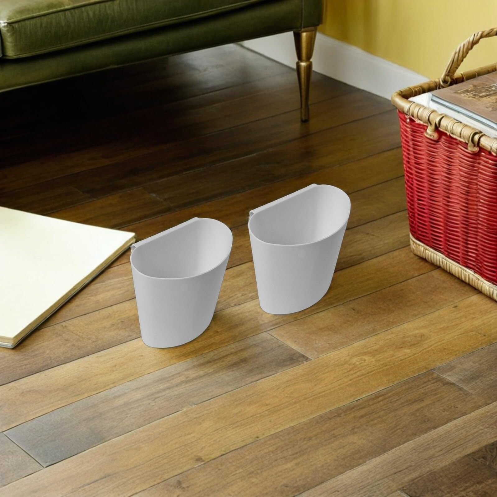 4 PCS White Hanging Cup Holder Utility Rolling Cart Organizer Craft Bucket