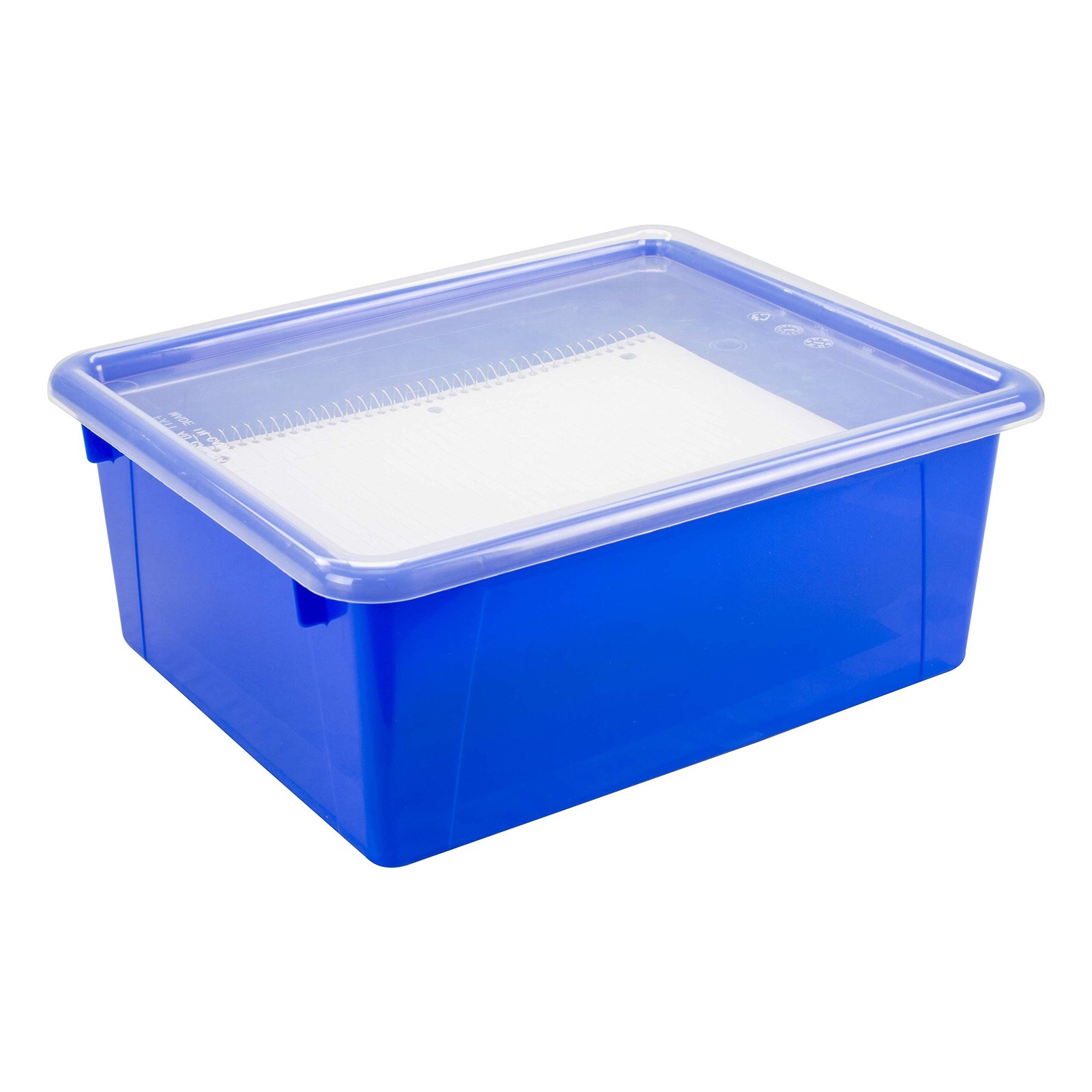 Storex Letter Size Deep Storage Bin Non-Snap Lid For Classroom Office And Home