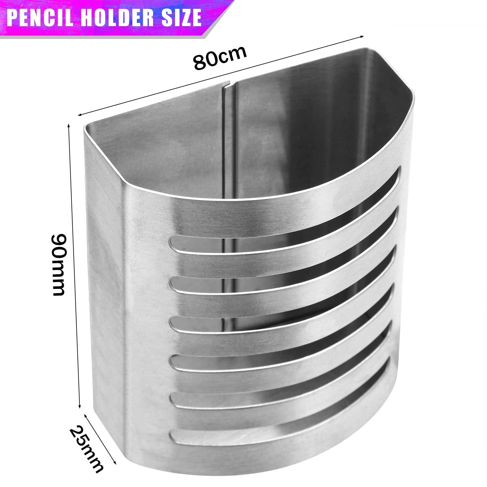 2 Pack Magnetic Stainless Steel Pen Pencil Holder Metal Storage Organizer