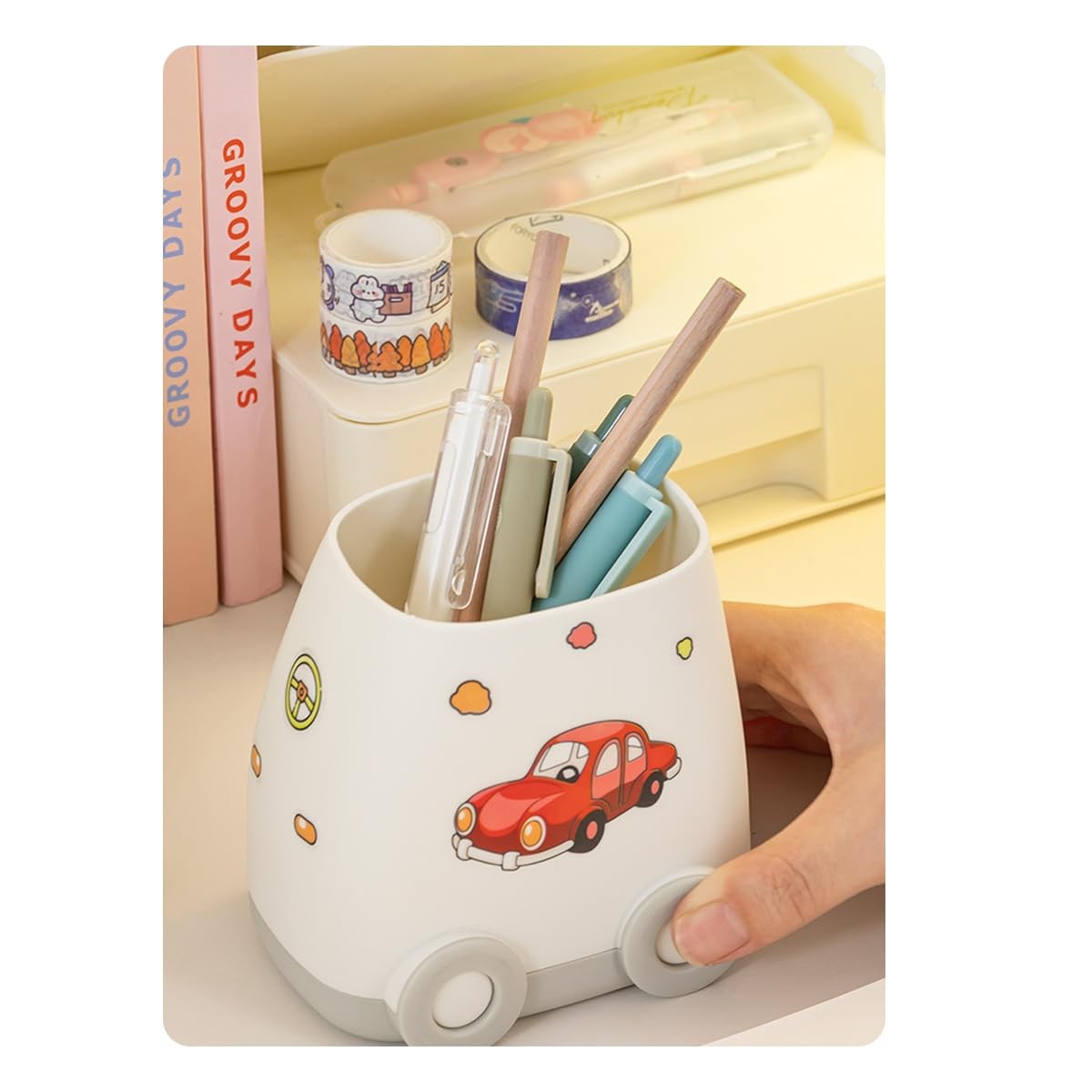 Car Pen Holder for Desk Plastic Pencil Holder Cute Car Organizer Fit for Kid …