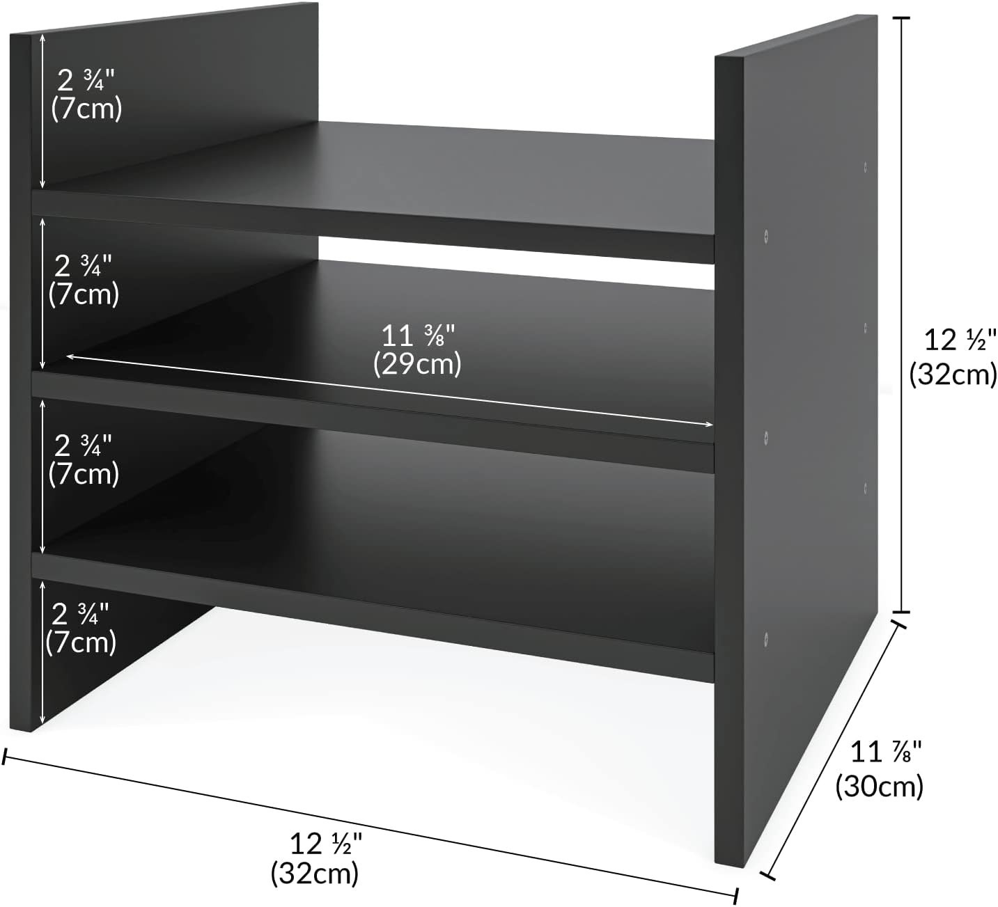 File Organizer for Desk, Fits into Ikea Kalax Wood 4-Tier Black New
