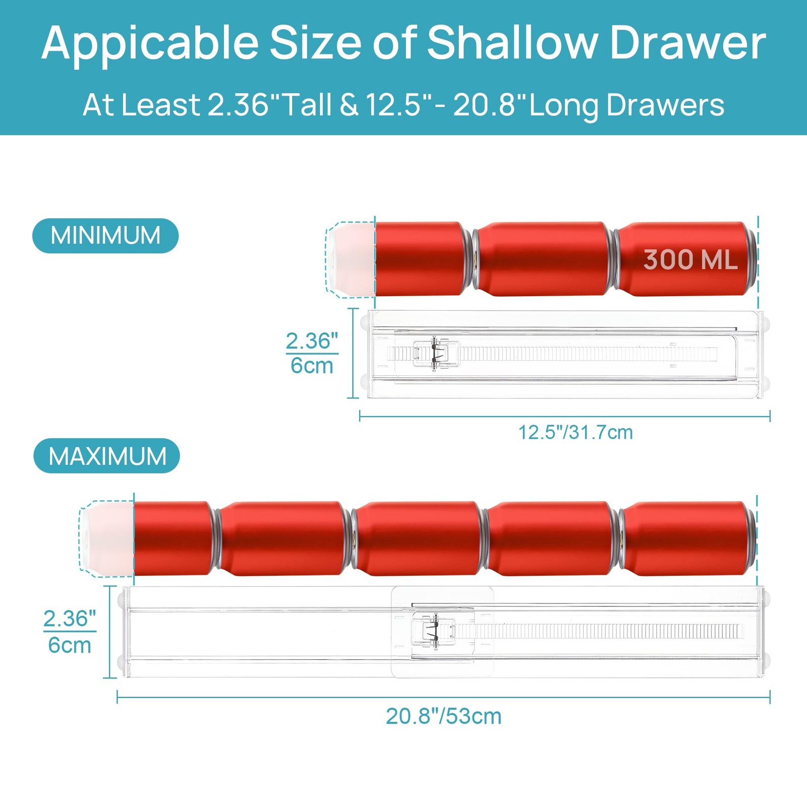 Vtopmart 8 Pack Shallow Drawer Dividers, 2.36″ H, 12.5″-20.8″ L, Clear