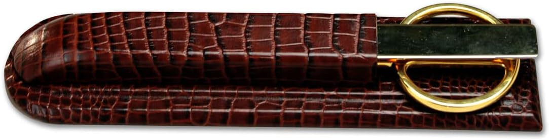 Dacasso Brown Crocodile Embossed Leather Library Set NEW