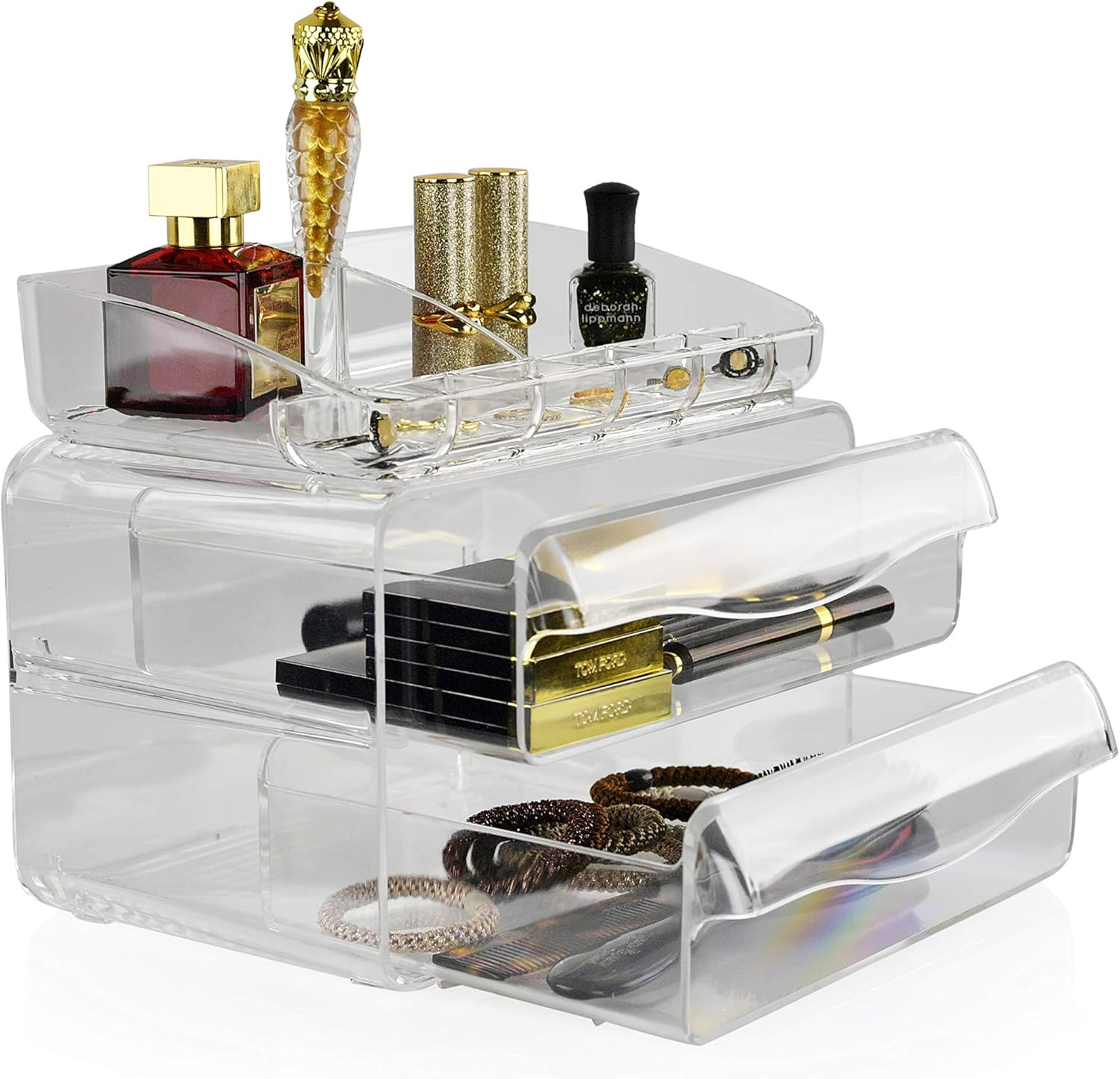 Acrylic 2-Drawer Organizer for Office Supplies or Makeup and Cosmetics