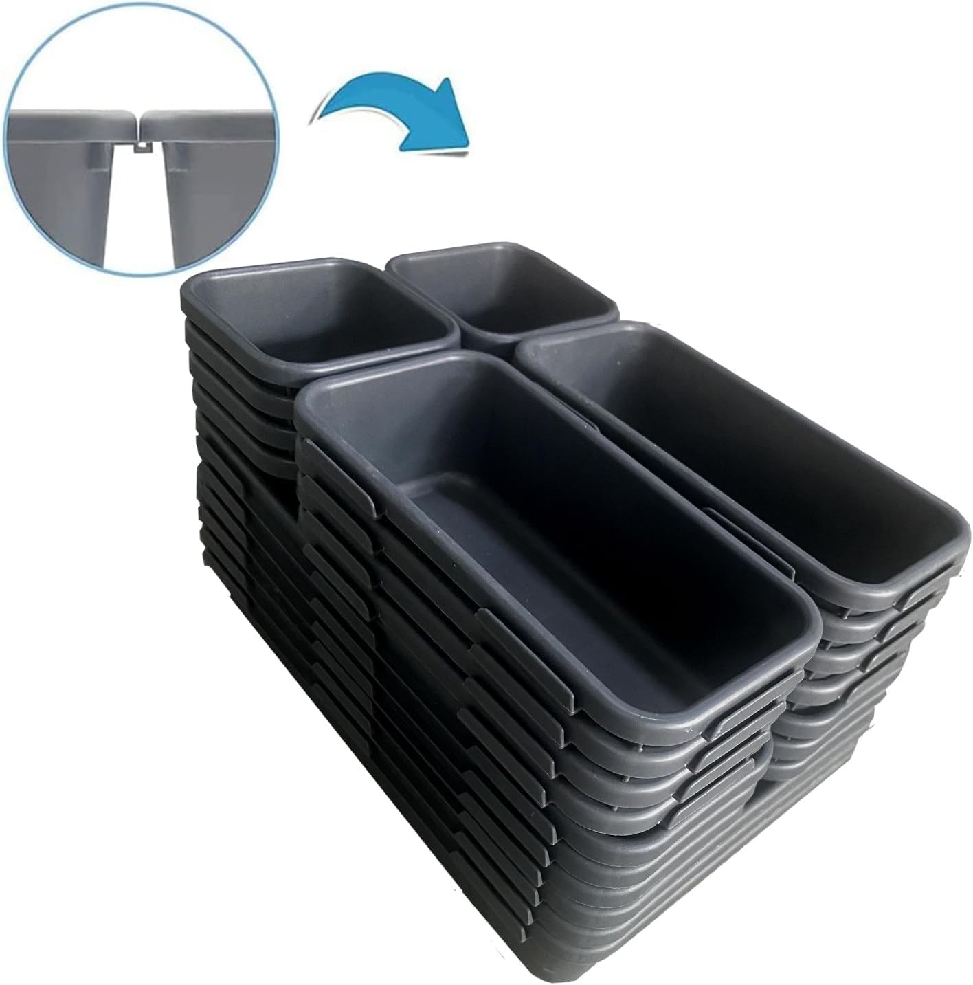 25 PCS Interlocking Desk Drawer Organizer Separator for Office（4 Sizes）