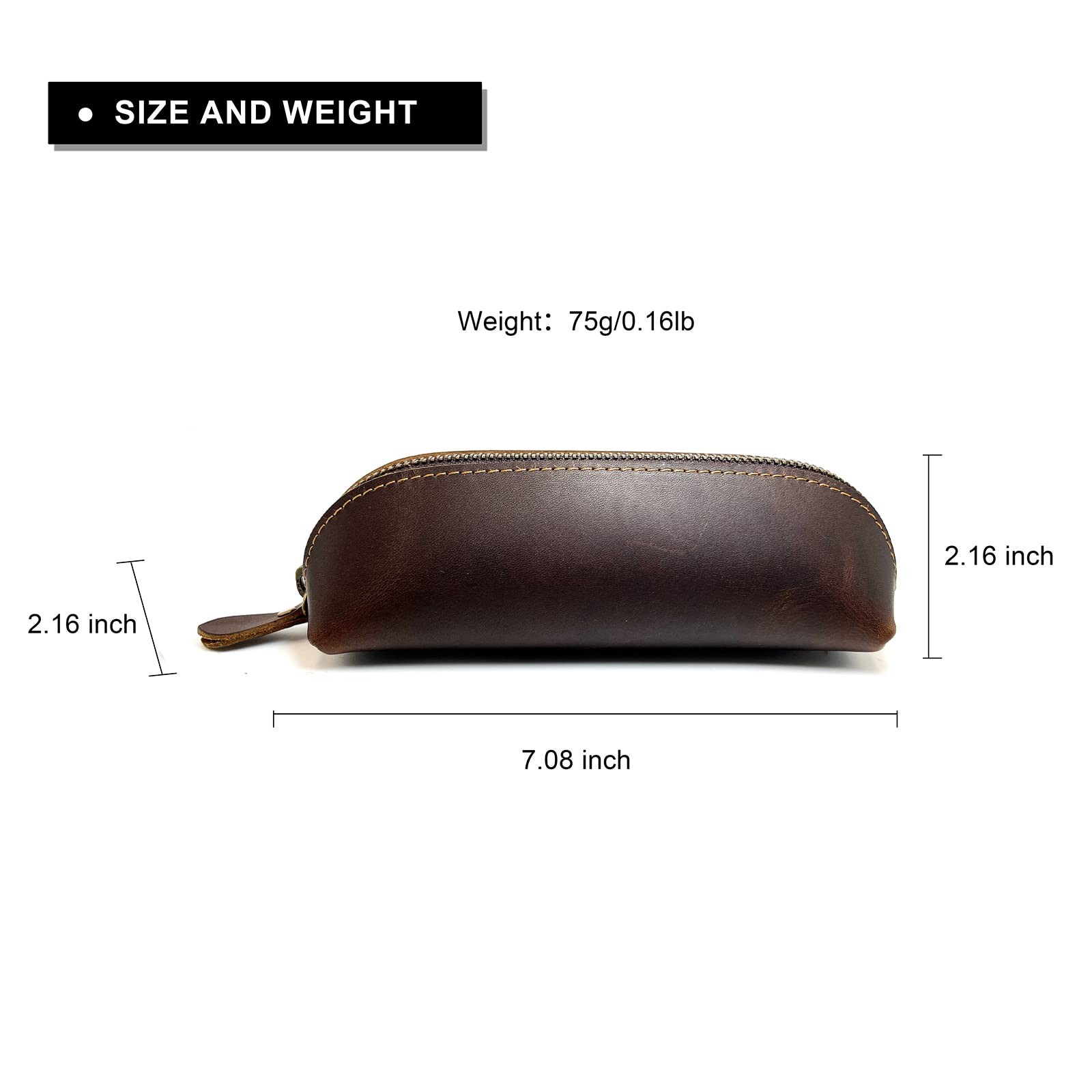 Leather Pen Case Pencil Bag Pouch With Zipper Pen Holders Handmade Genuine Le…
