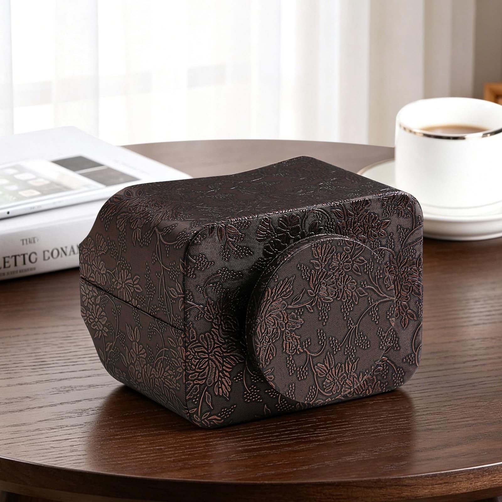 PU Leather Remote Control Holder, 360 Degree Rotating Desk Organizer Luxury D…
